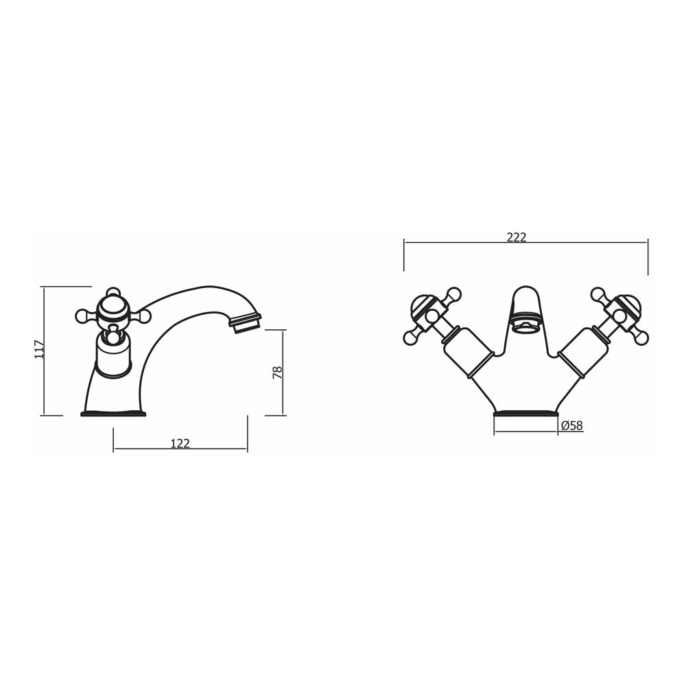 Crosswater Belgravia Crosshead Basin Mixer Tap & Pop Up Waste - Chrome