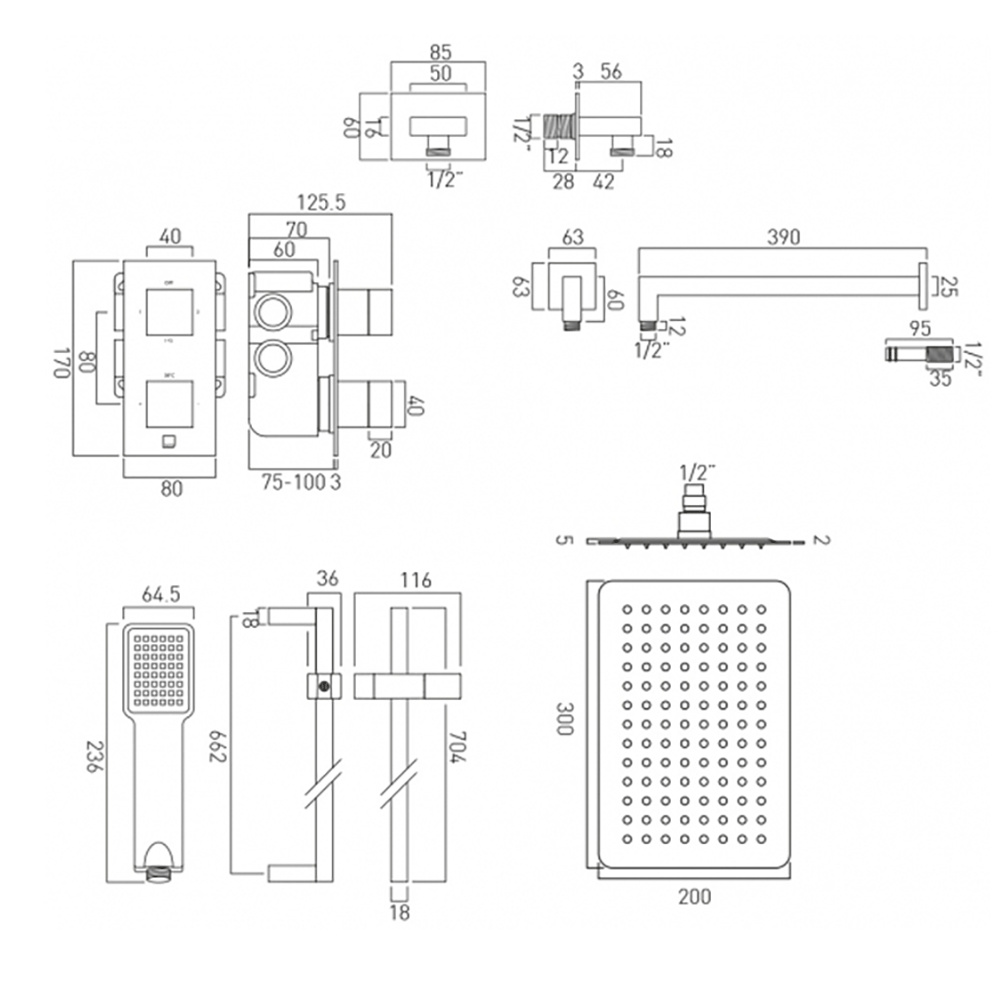 Vado Tablet Notion Concealed Thermostatic Shower Package