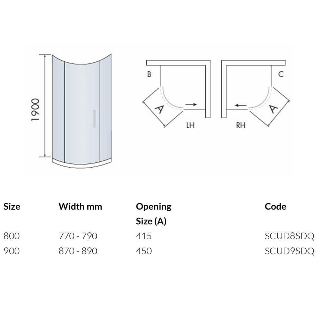 Harbour i8 Easy Clean 8mm 1-Door Quadrant Shower Enclosure