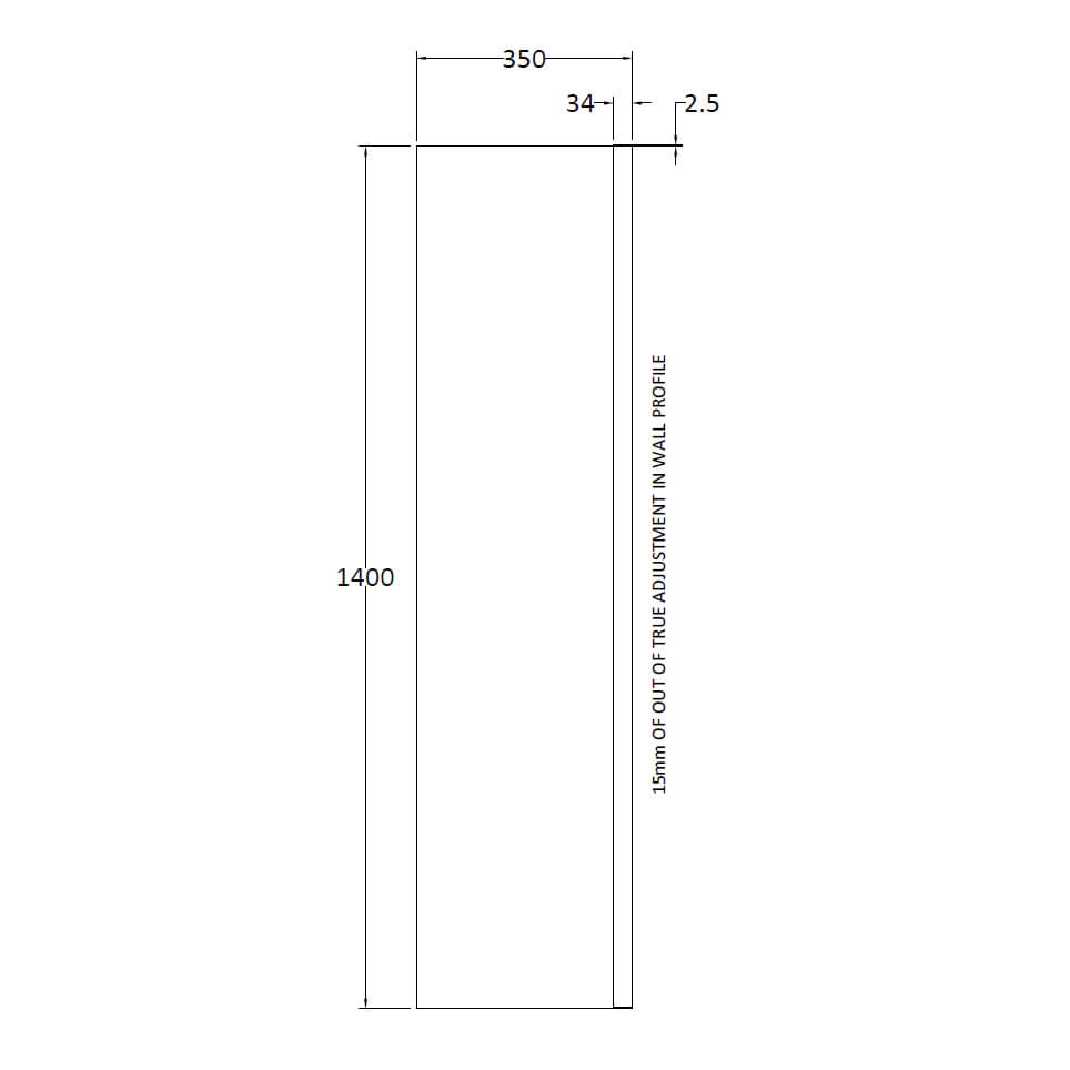 Vellamo 6mm Mini Fixed Bath Screen - 1400 x 350mm