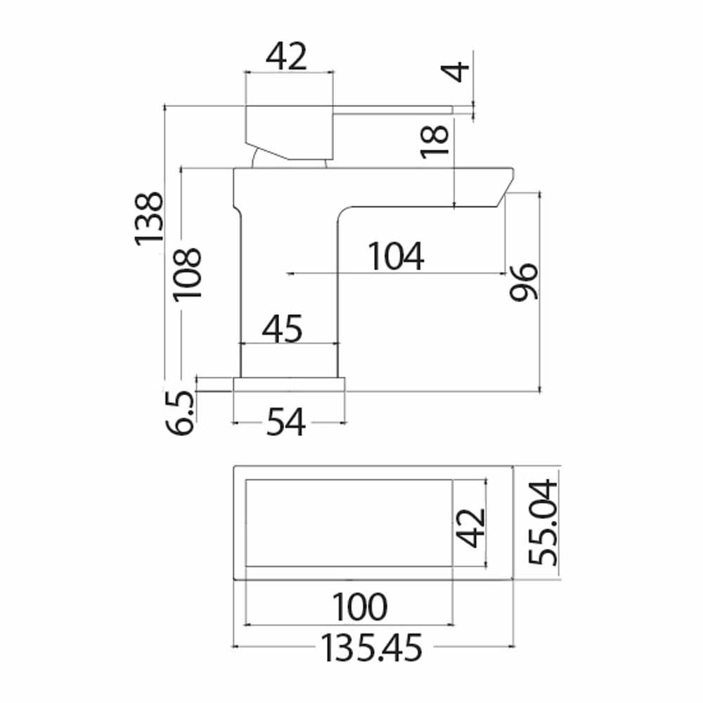 Vellamo Sophie Waterfall Basin Mixer with Clicker Waste