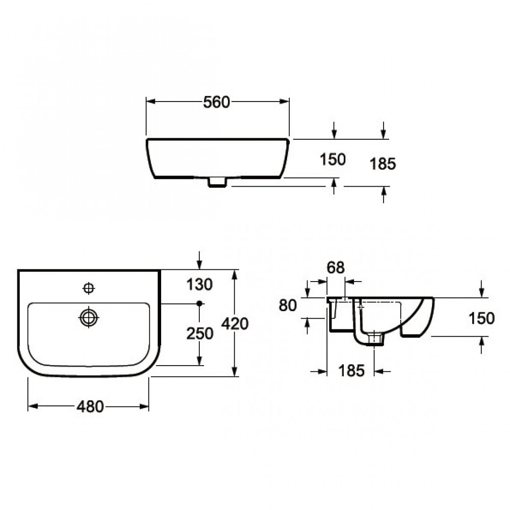 Imex Essence 560mm Semi-Recessed Basin