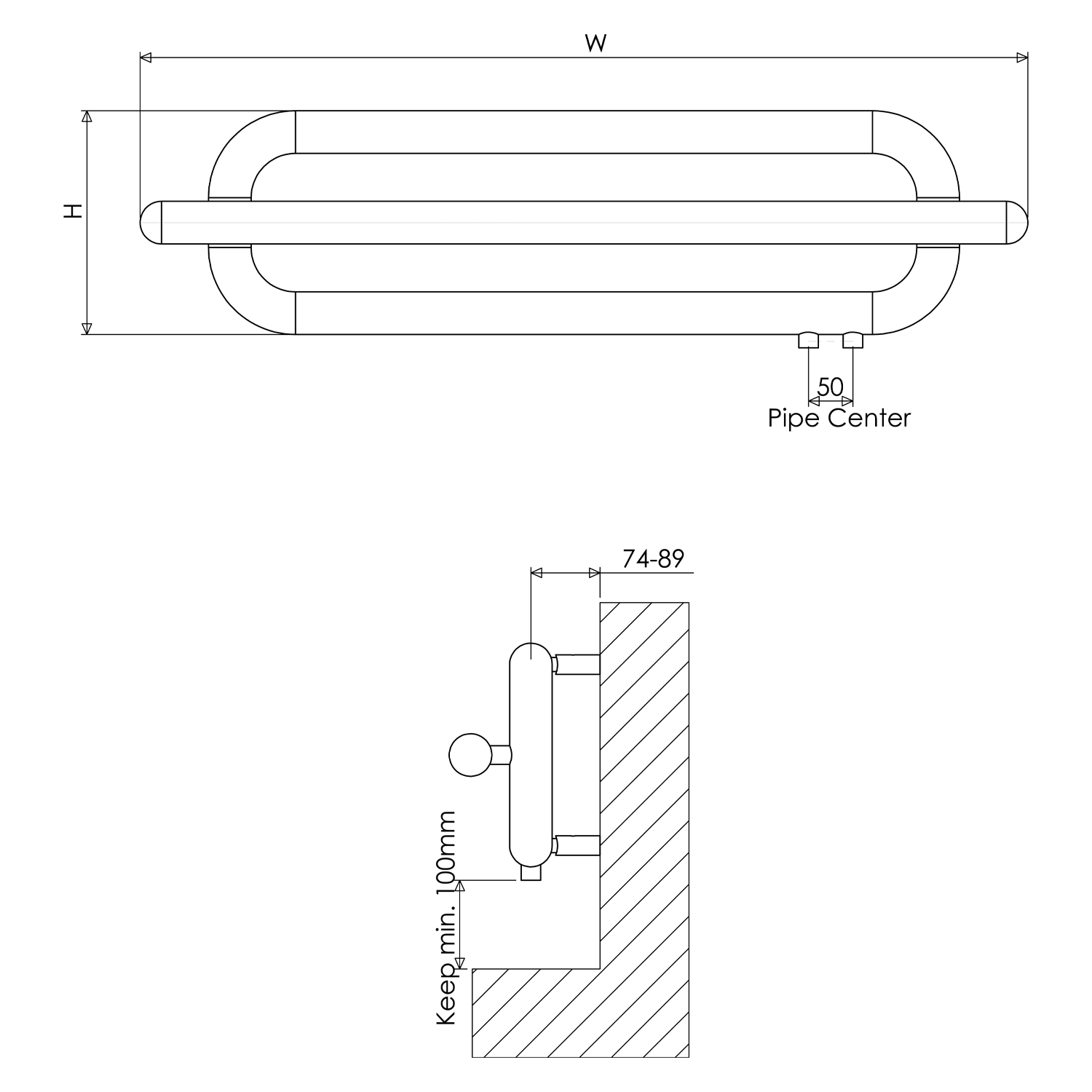 Carisa Swing Stainless Steel Designer Heated Towel Rail