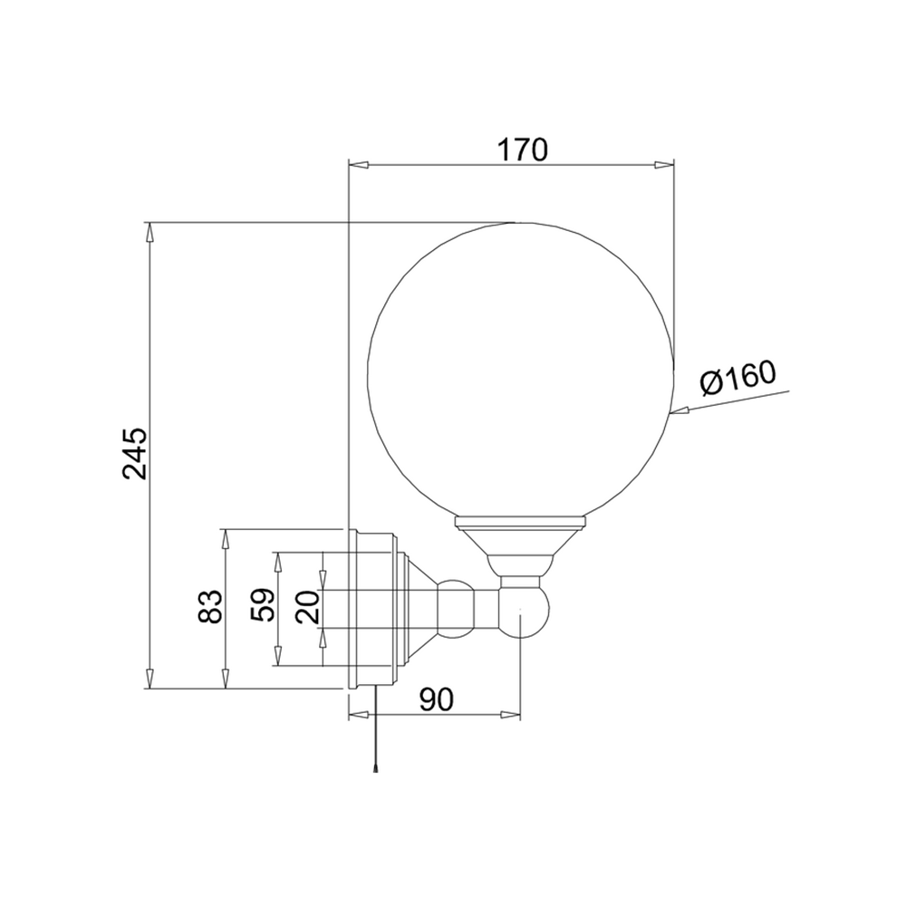Burlington Edwardian Single Round LED Wall Light with Pull Cord