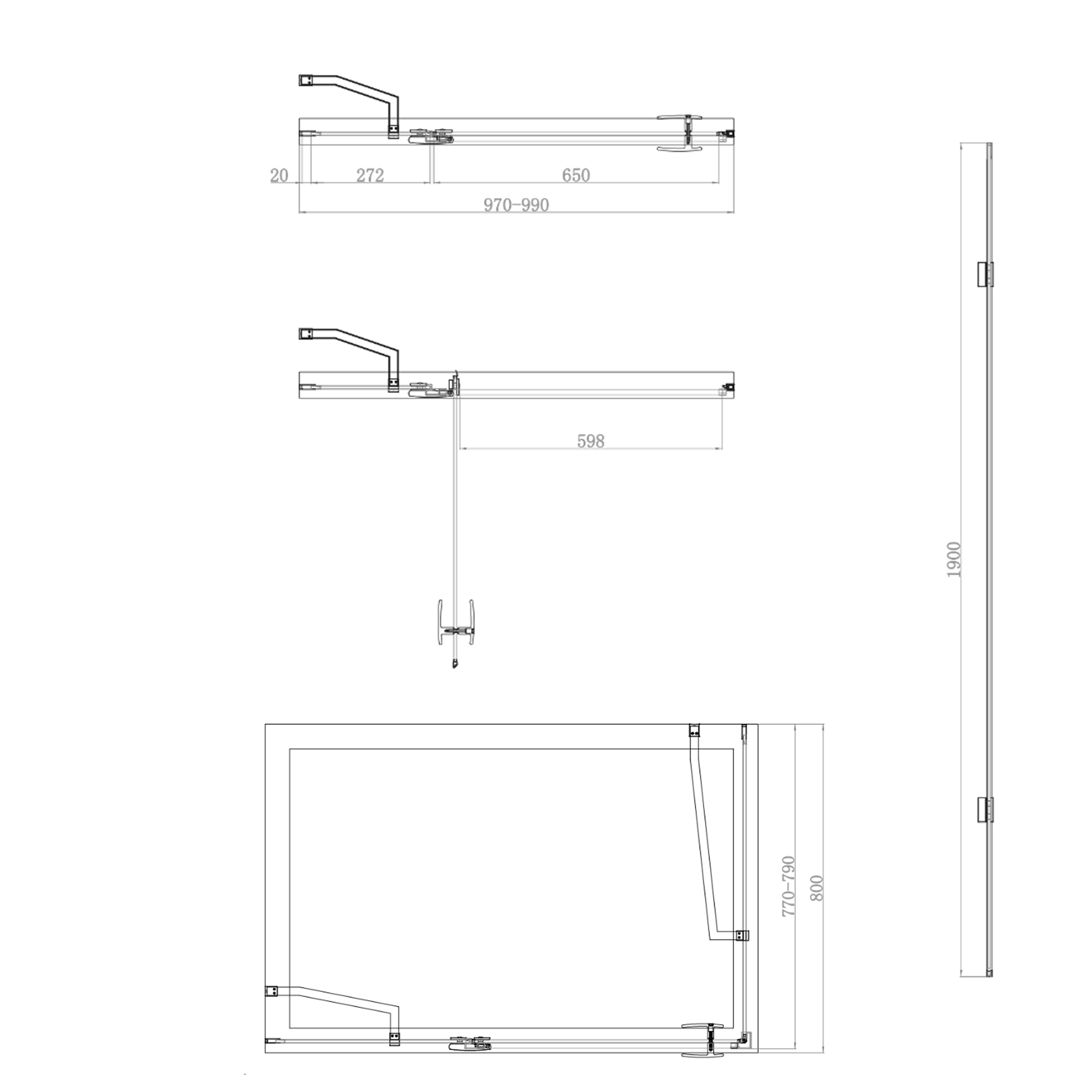 Harbour Clarity 6mm Frameless Matt Black Hinged Shower Door with Inline Panel and Optional Side Panel