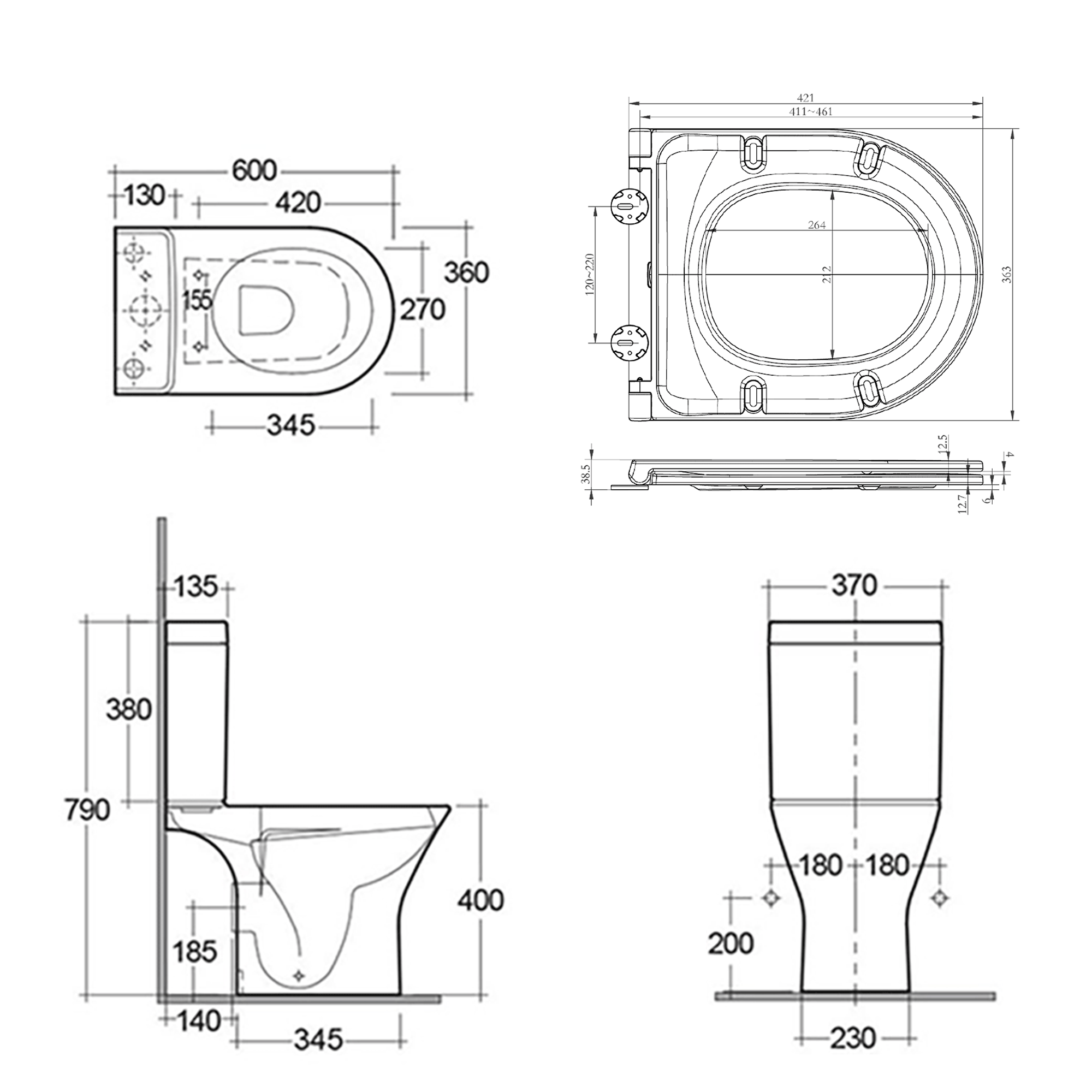 RAK Resort Mini Rimless Close Coupled Toilet & Soft Close Seat