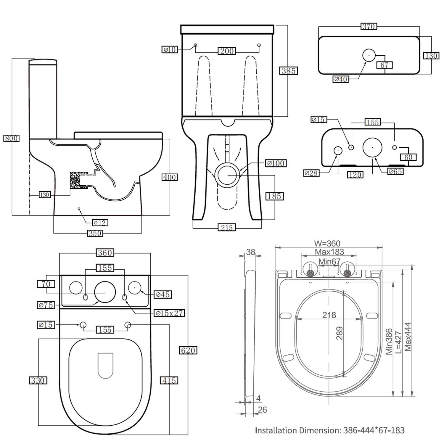 Anderson Rimless Close Coupled Toilet & Soft Close Seat