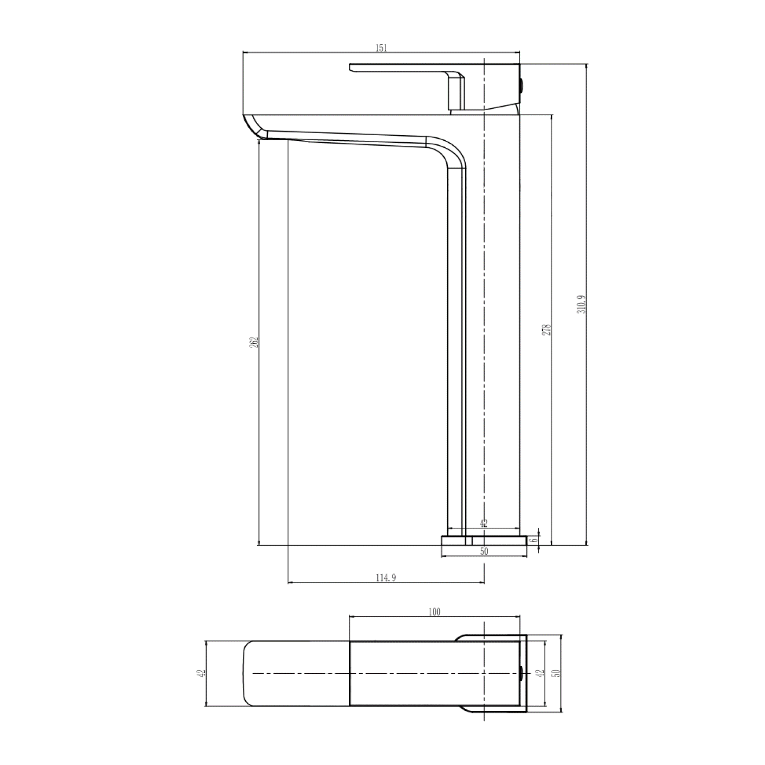 Harbour Status Tall Basin Mixer Tap - Brushed Brass