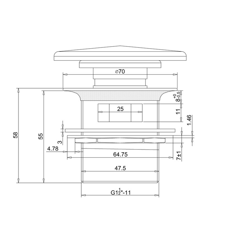 Britton Bathrooms Click Clack Unslotted Bath Waste for ClearStone Baths