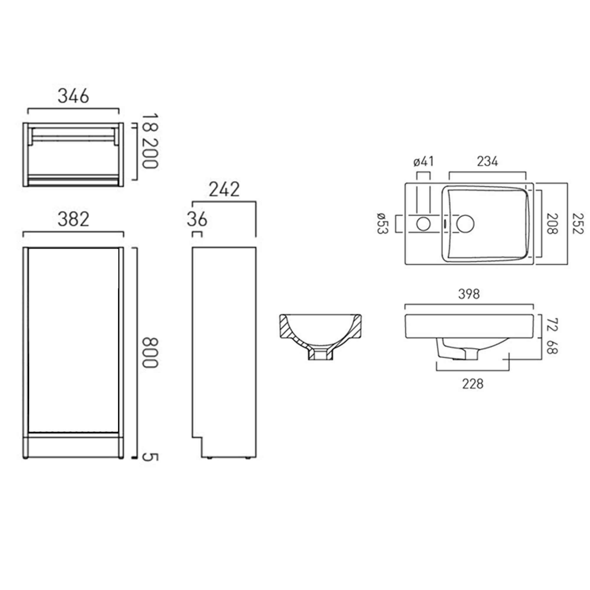 Vado Safari 400mm Cloakroom Floorstanding Vanity Unit & Basin
