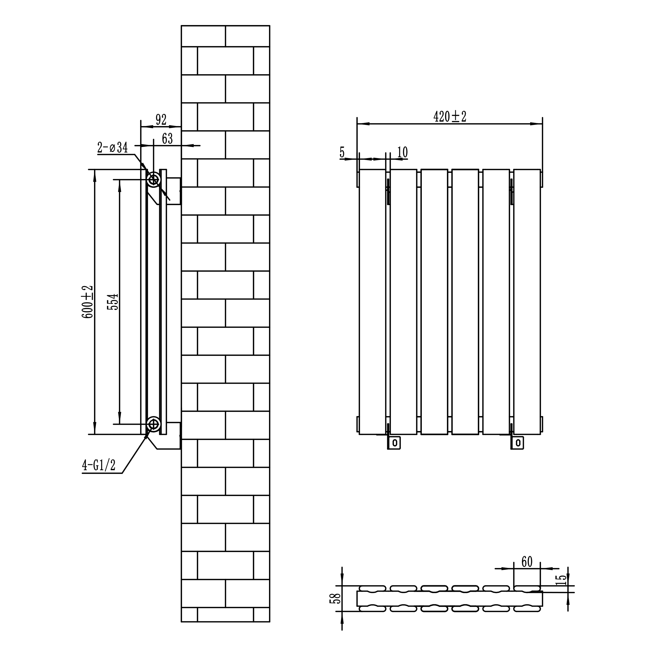 Toasty Radiance White Flat Panel Horizontal Radiator