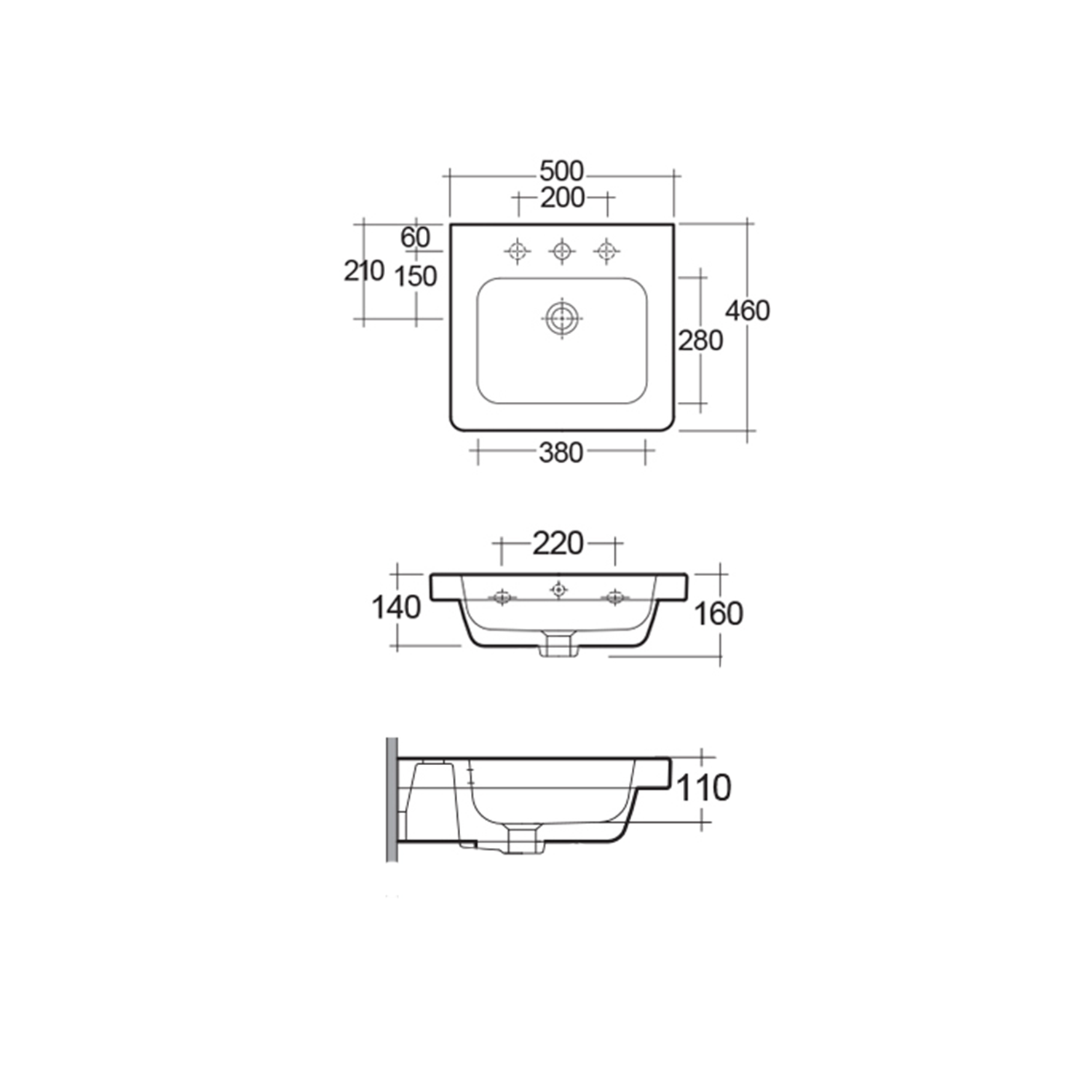 RAK Resort 1 Tap Hole Wall Hung Basin