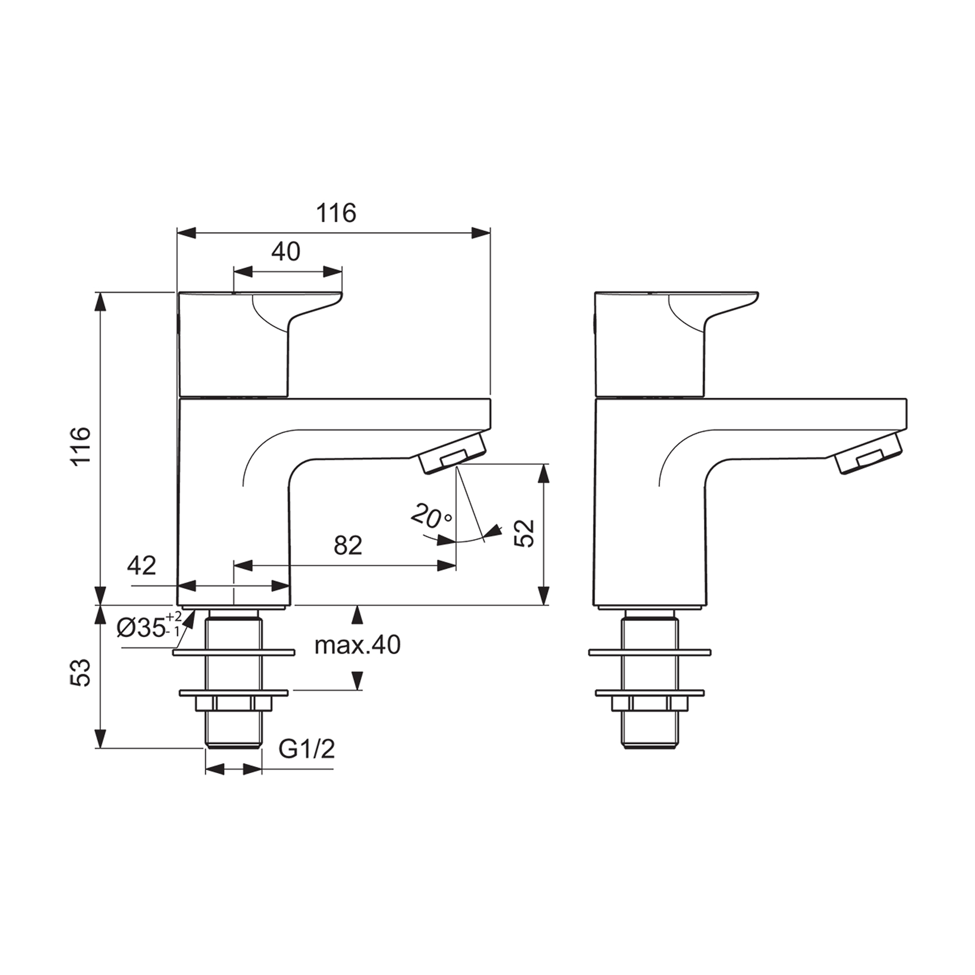 Ideal Standard Ceraplan Basin Pillar Taps
