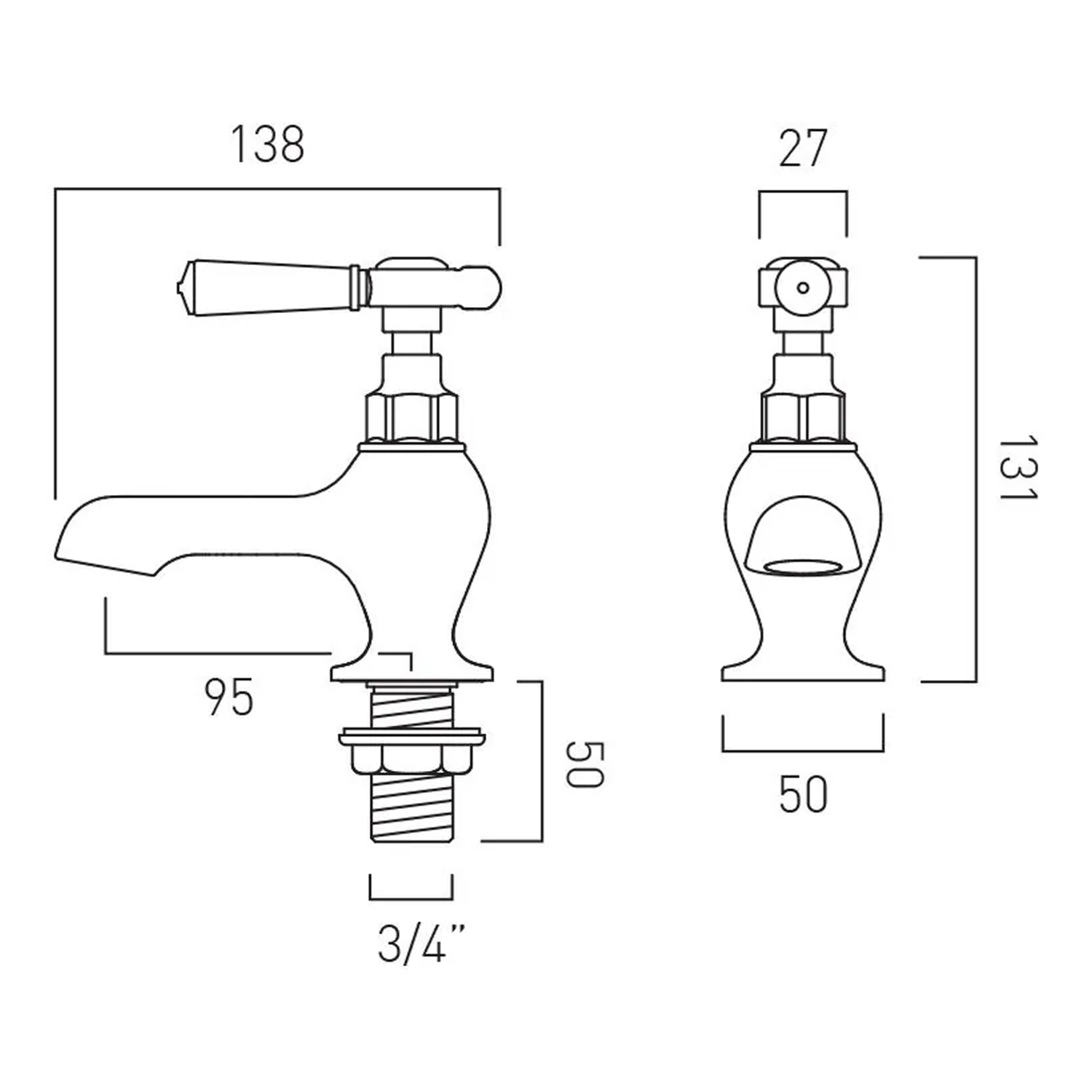 Booth & Co Axbridge Traditional Lever Bath Pillar Taps