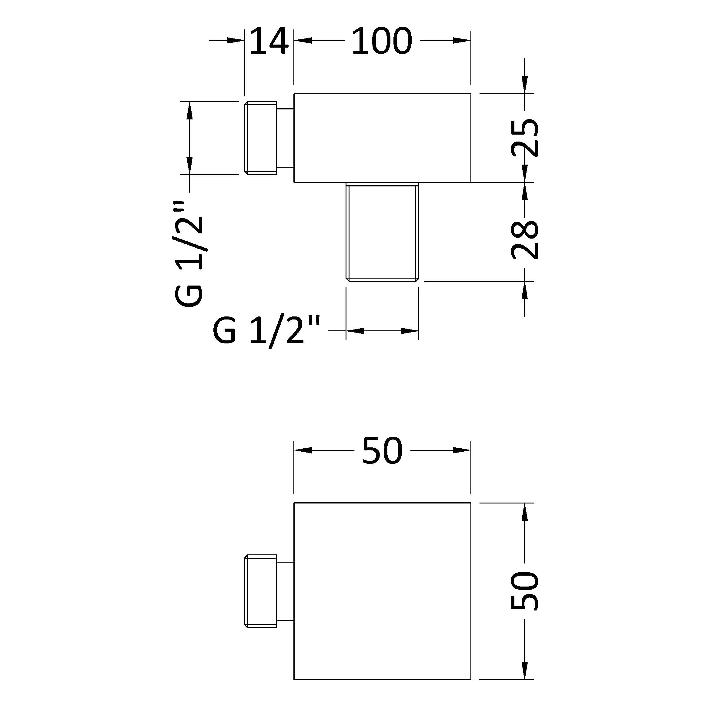 Drench Modern Square Shower Outlet Elbow