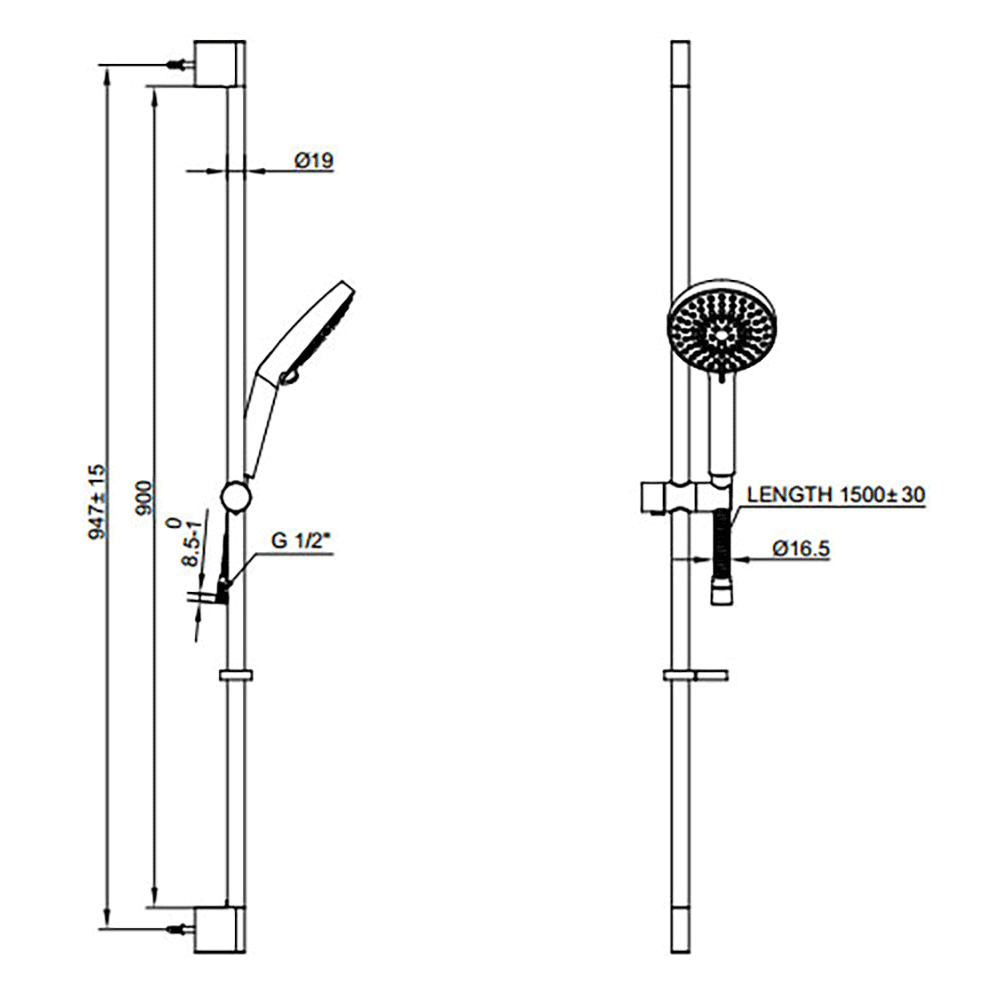 Crosswater Central Multi Spray Pattern Slide Rail Shower Kit