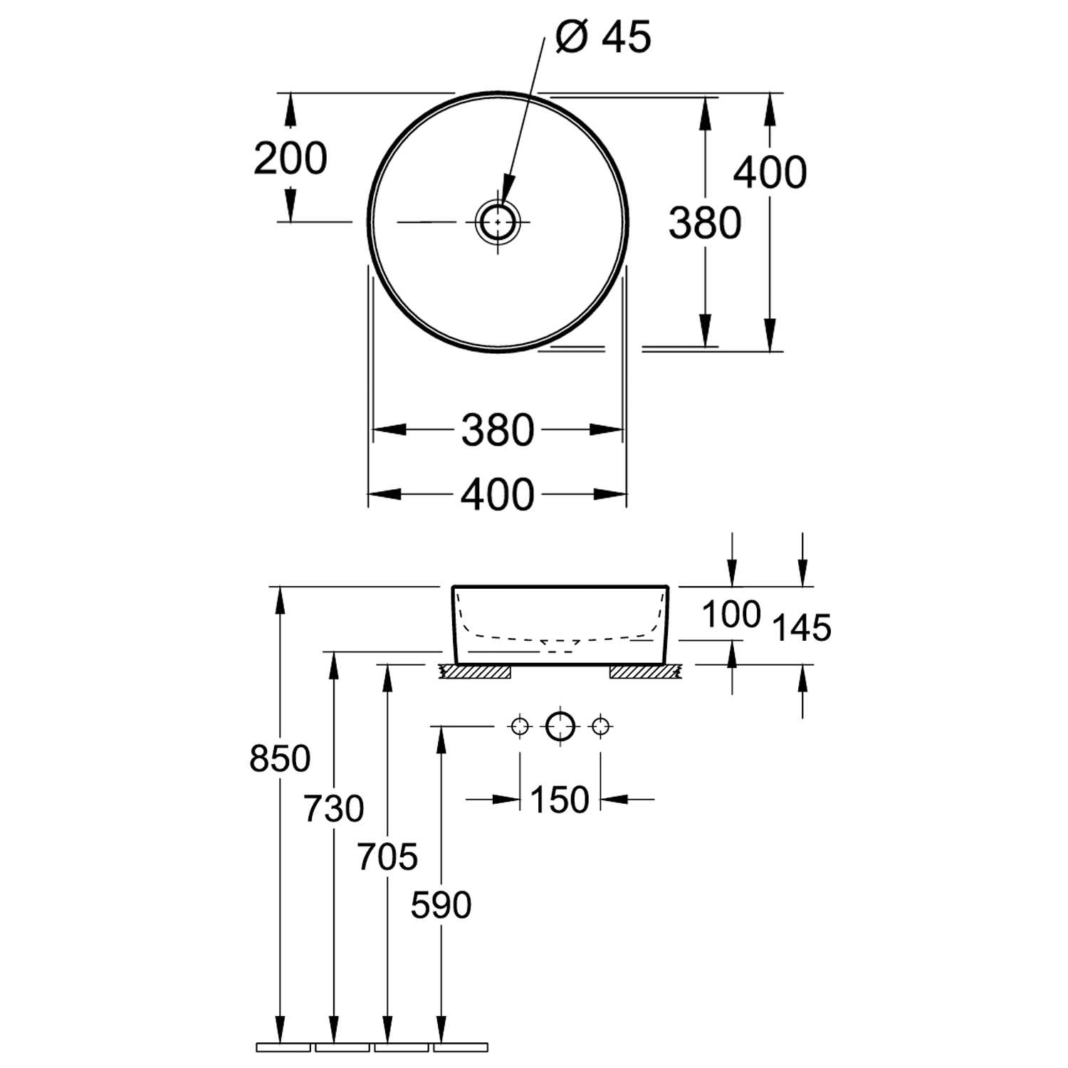Villeroy & Boch Collaro Round Countertop Basin - 400mm