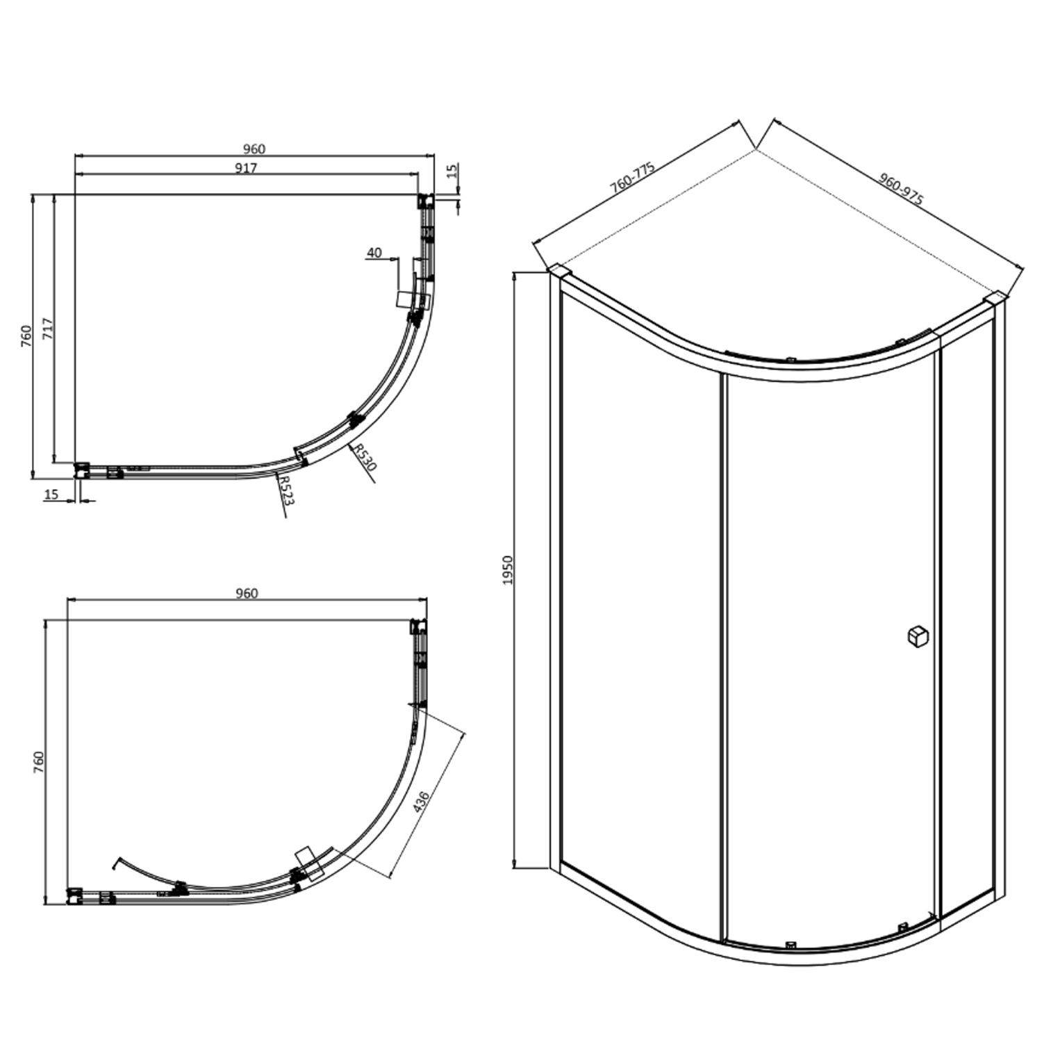 Crosswater Clear 6 6mm Sliding Single Door Offset Quadrant Shower Enclosure