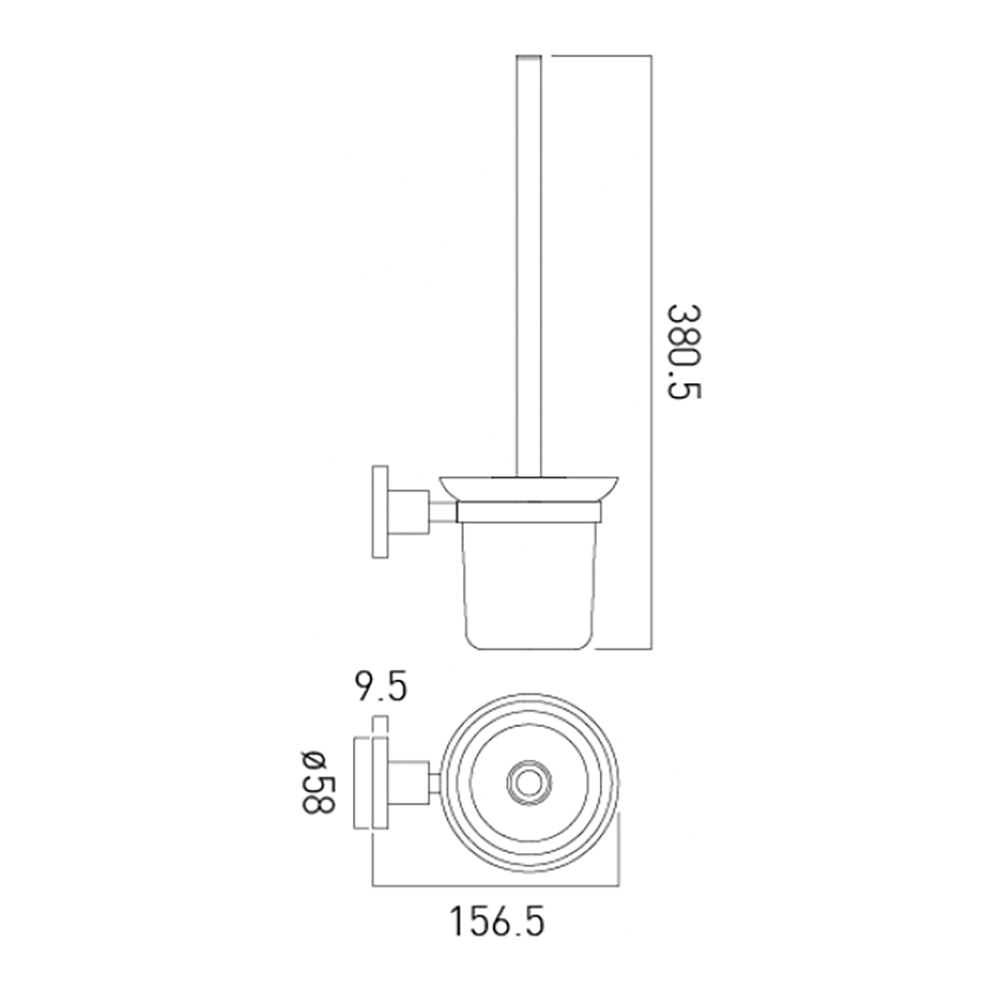 Vado Elements Toilet Brush and Frosted Glass Holder