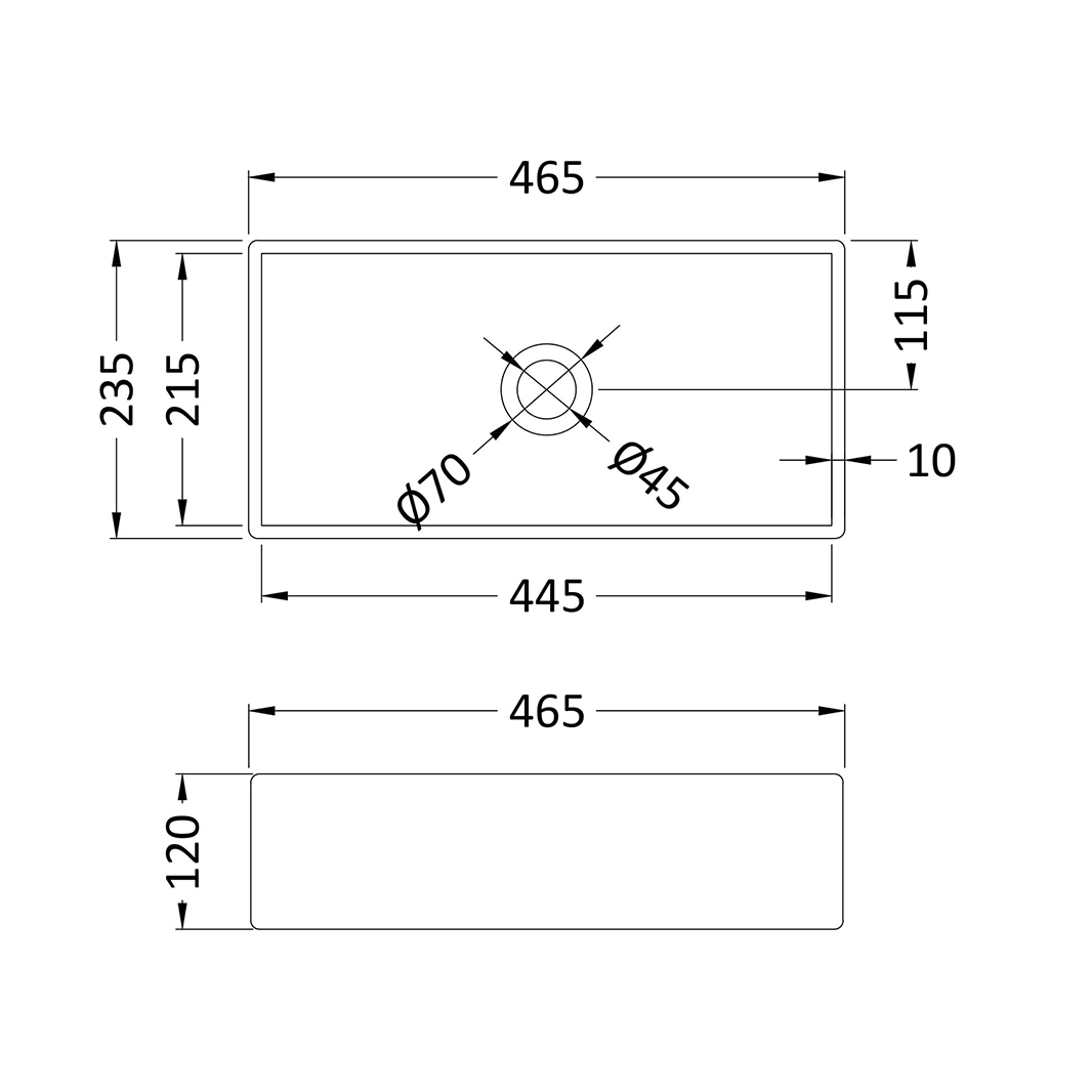 Harbour Rectangular Matt Finish Countertop Basin - 465 x 235mm
