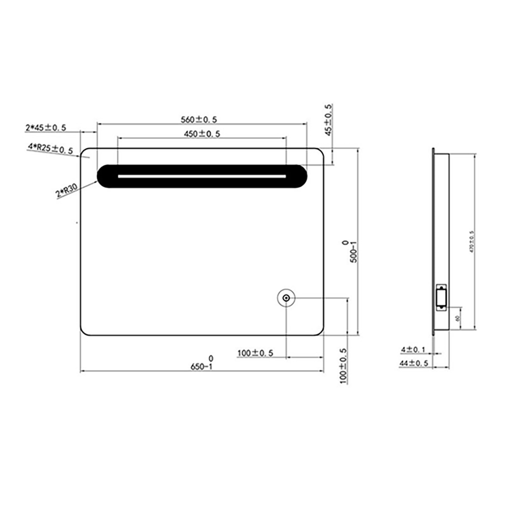 Vellamo LED Illuminated Mirror with Demister Pad & Shaver Socket - 650 x 500mm