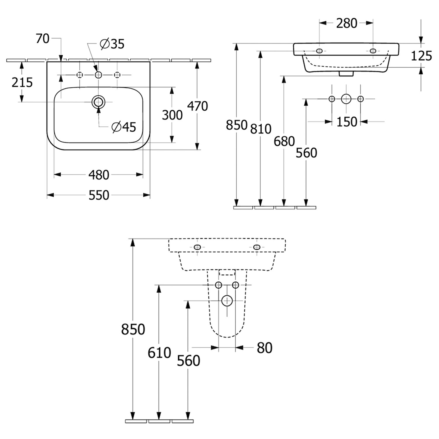 Villeroy & Boch Architectura Basin & Semi Pedestal
