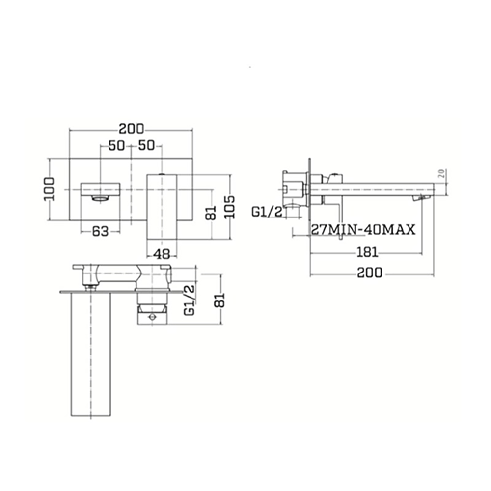 Vellamo Forte Wall Mounted Bath Filler Tap