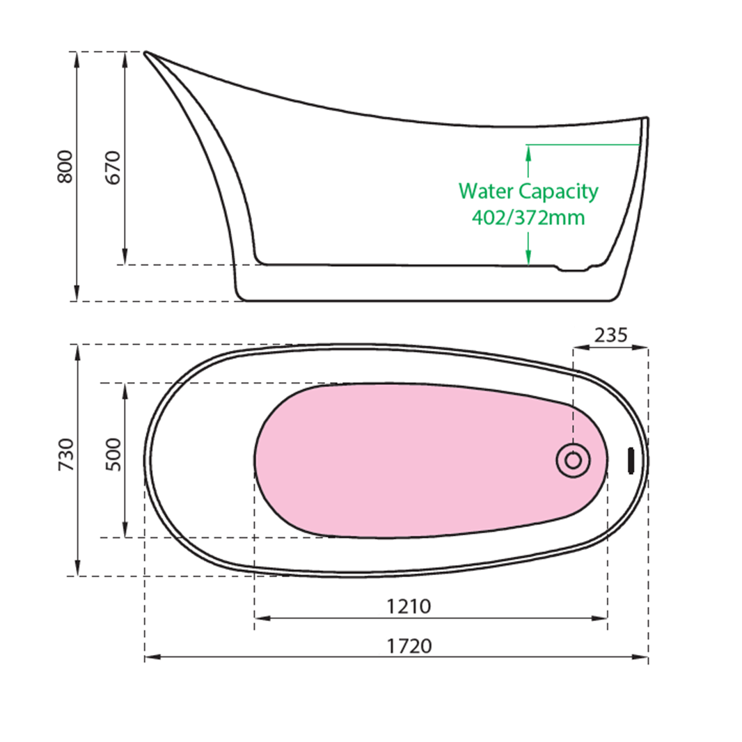 Charlotte Edwards Portobello Matt Black Freestanding Bath - 1720 x 730mm