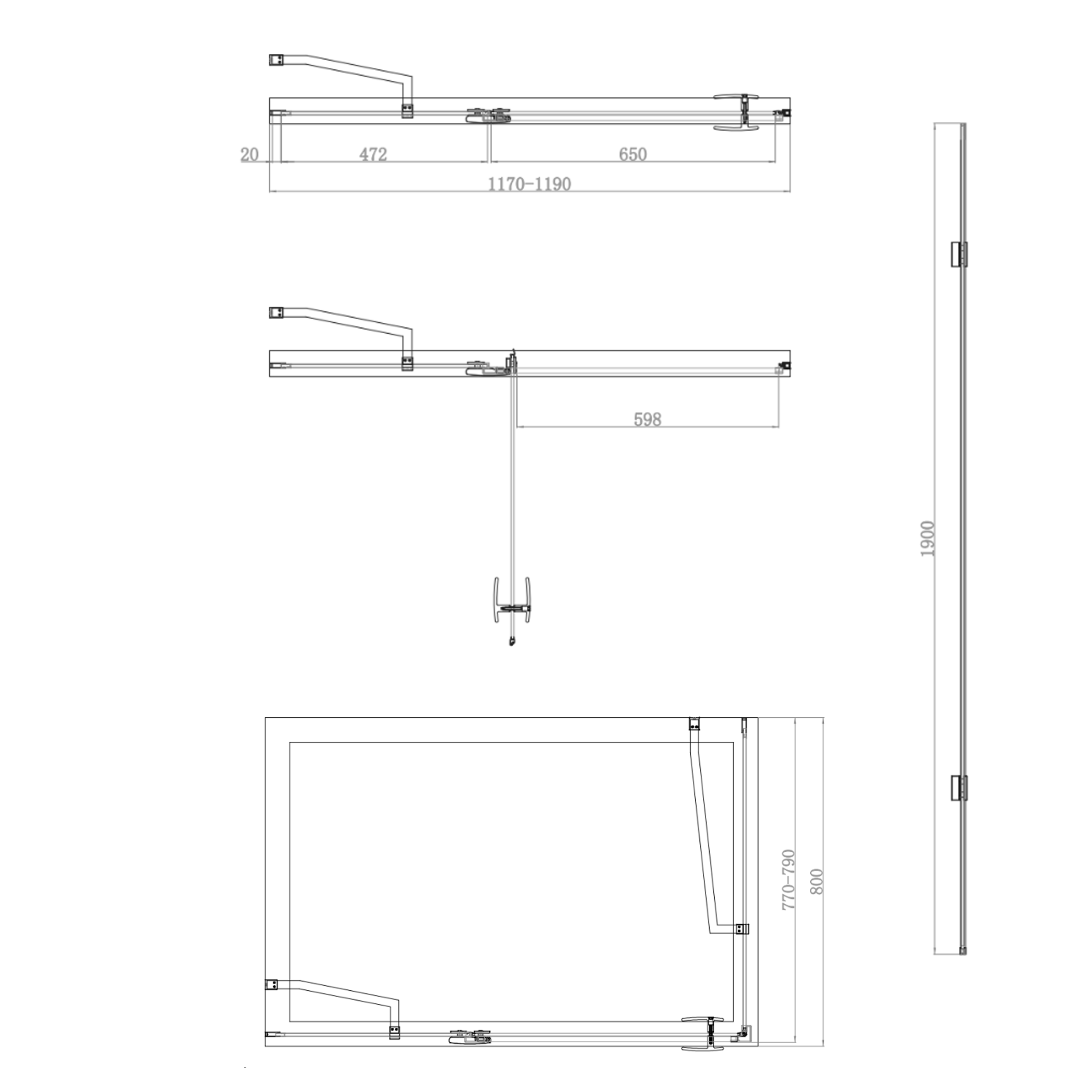 Harbour Clarity 6mm Frameless Matt Black Hinged Shower Door with Inline Panel and Optional Side Panel