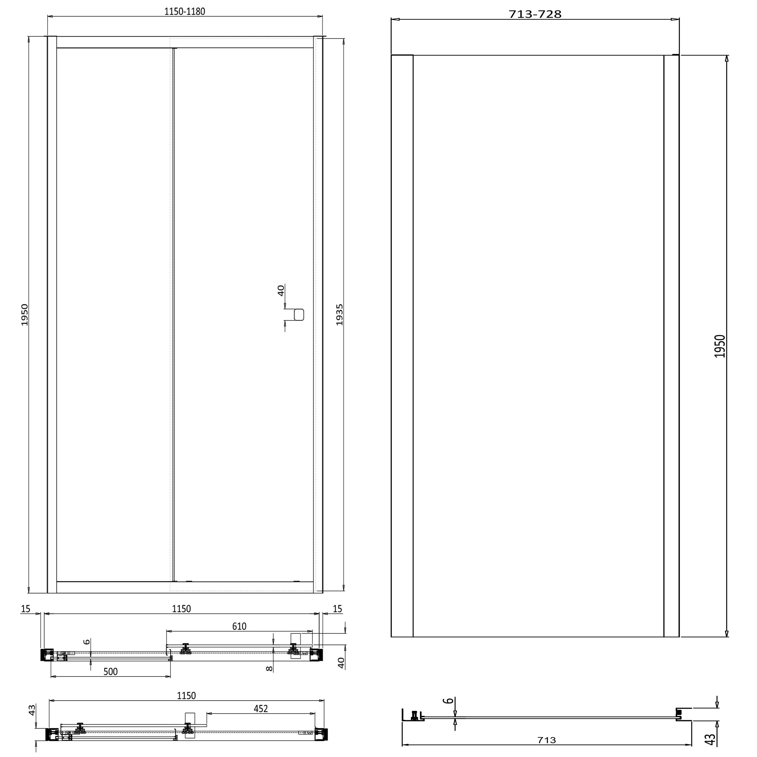Crosswater Clear 6 6mm Brushed Bronze Single Sliding Door & Optional Side Panel
