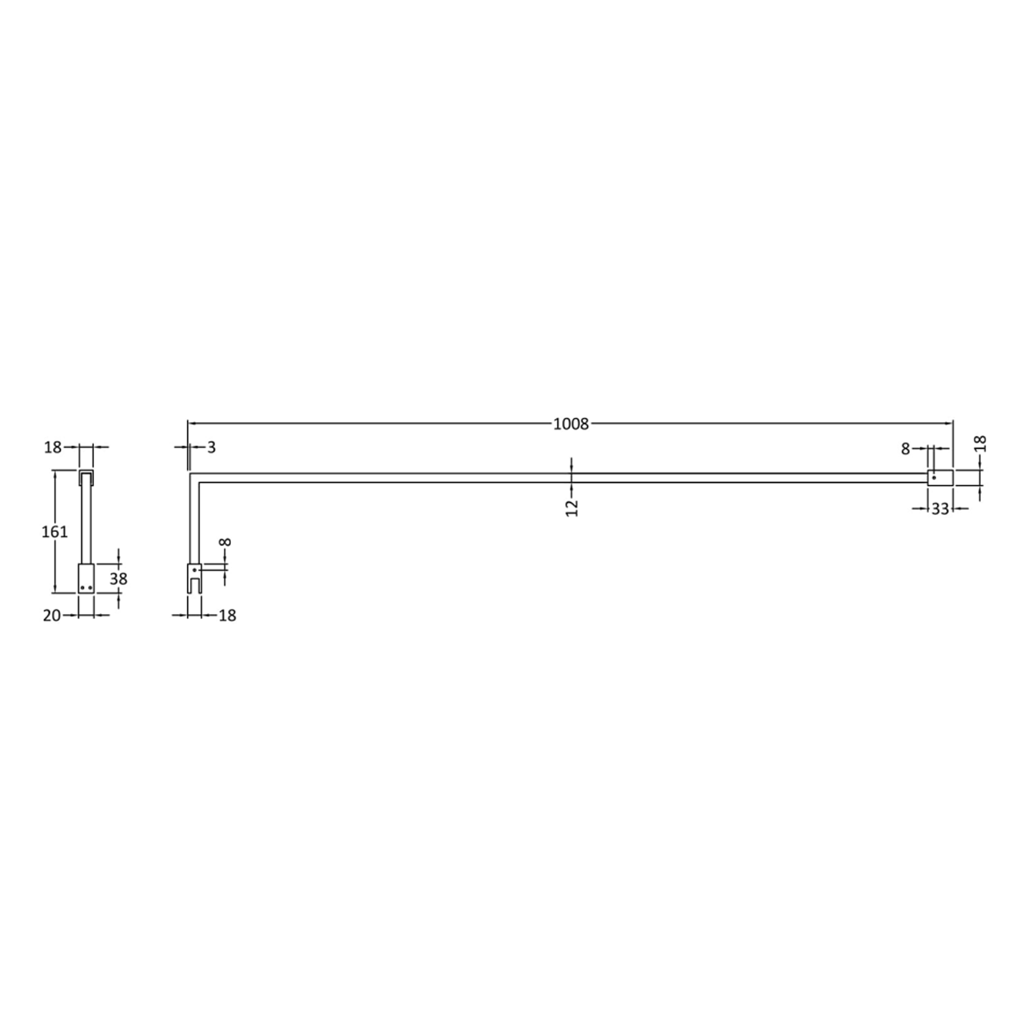 Harbour L-Shaped Support Arm for Wetroom Panels