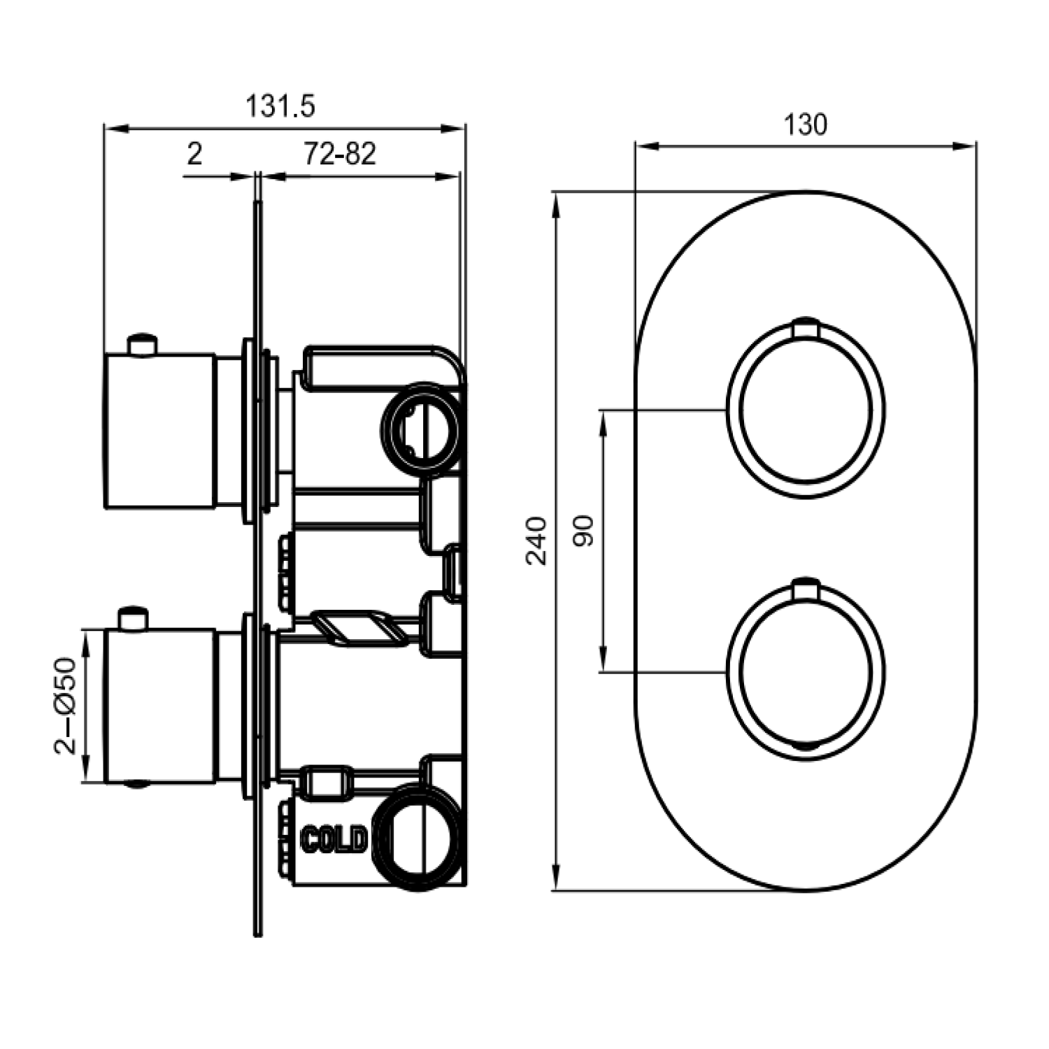 Imogen Concealed Shower Valve, Fixed Shower Head & Overflow Bath Filler