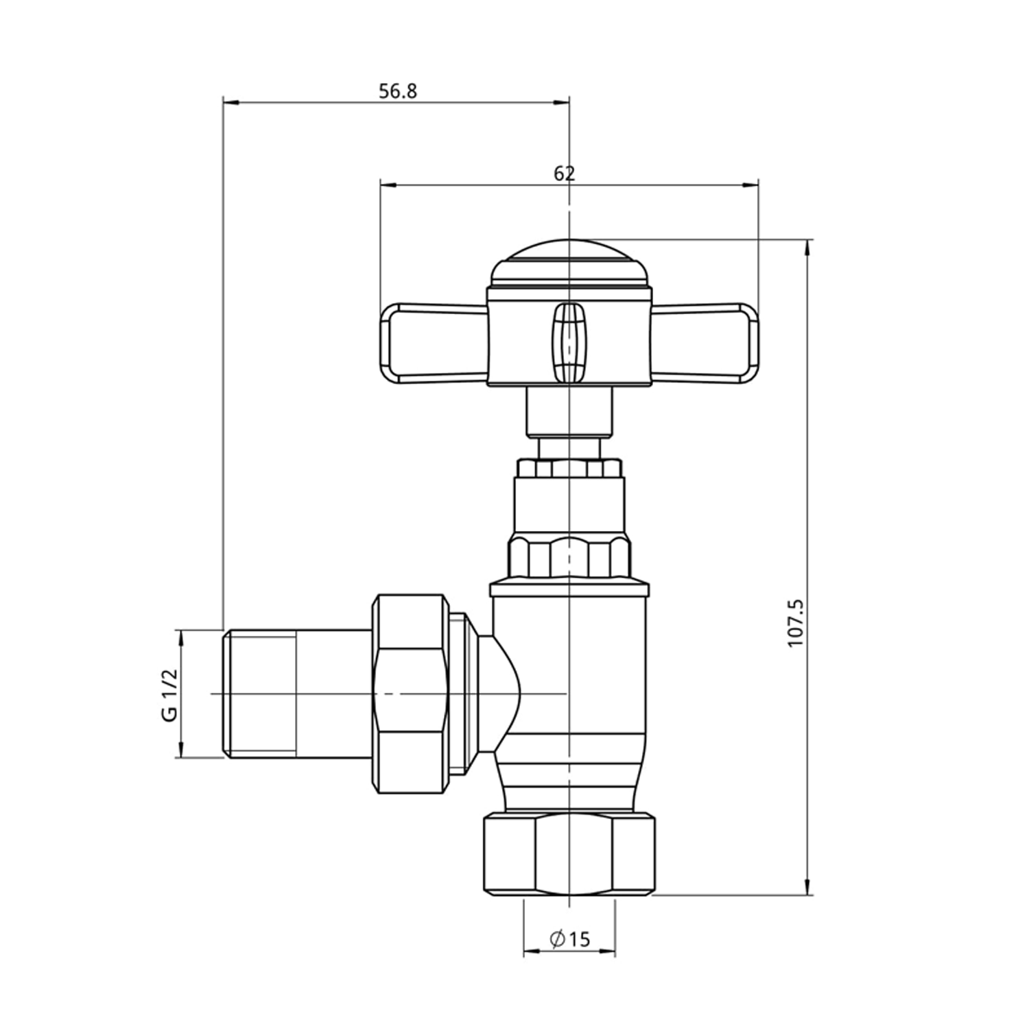 Toasty Traditional Crosshead Manual Angled Valves - Antique Copper