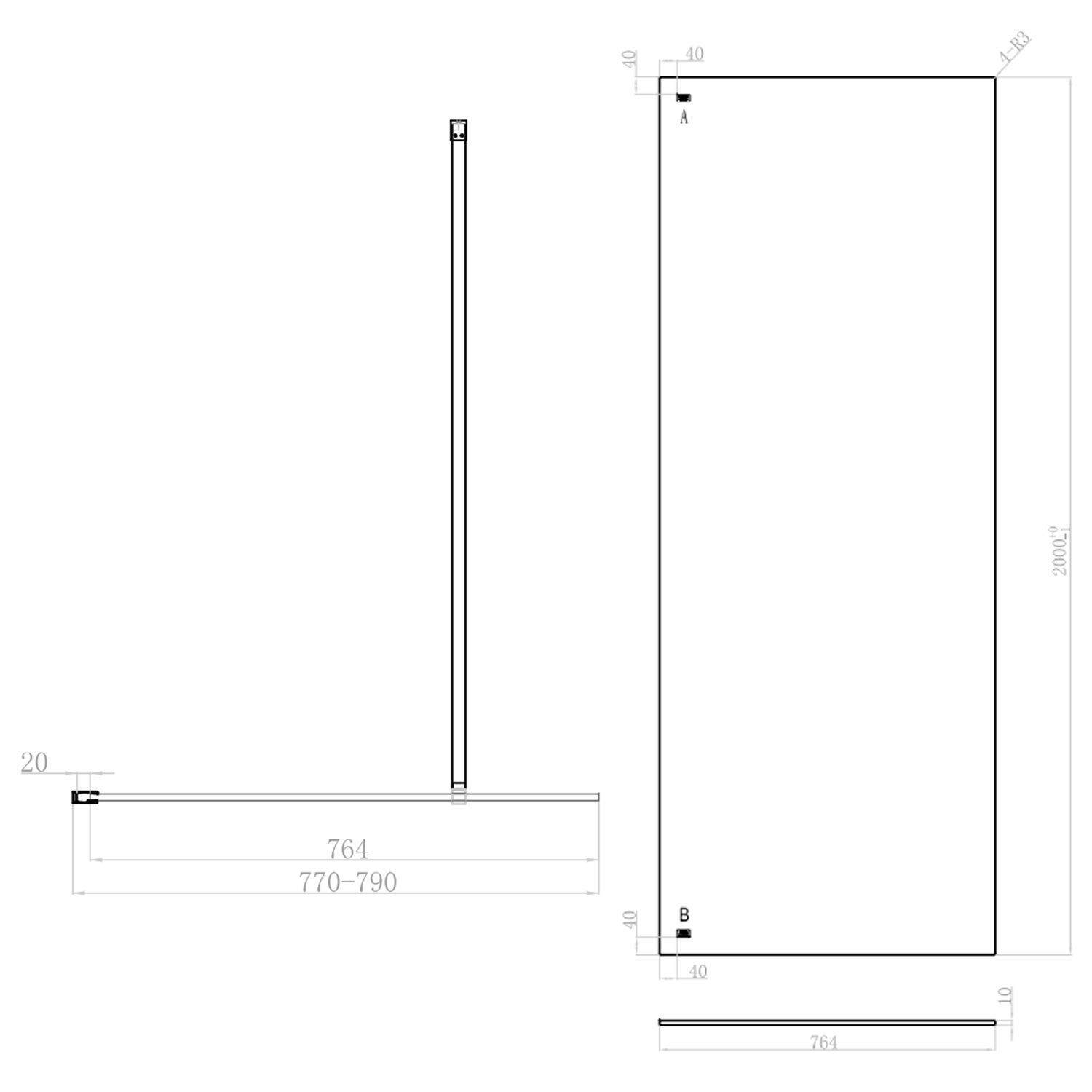 Harbour i10 10mm Easy Clean 2m Tall Wetroom Panel & Hinged Return Panel - Brushed Bronze