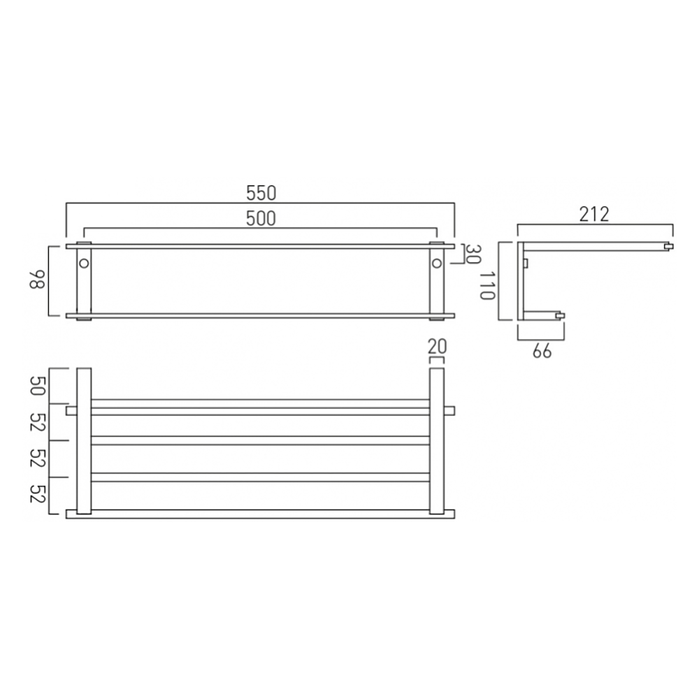 Vado Level Towel Shelf With Towel Rail - 550mm
