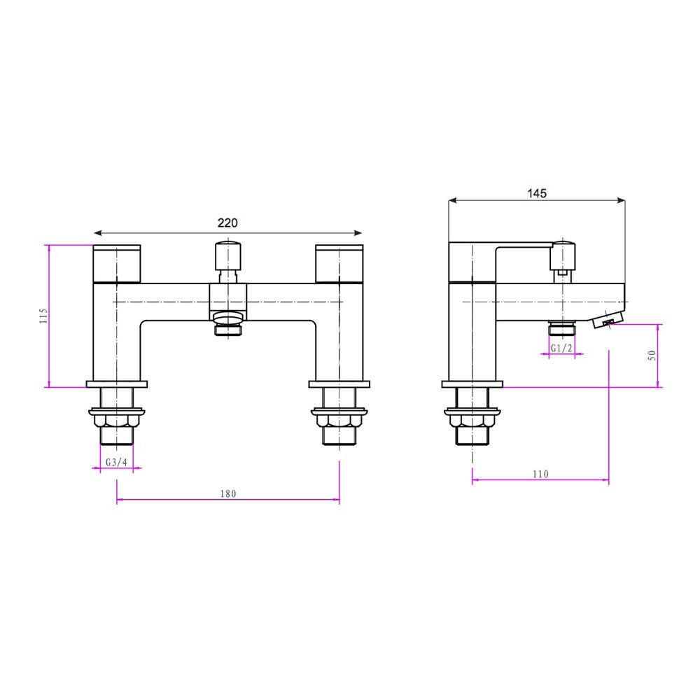 Vellamo Freddie Bath Shower Mixer Tap