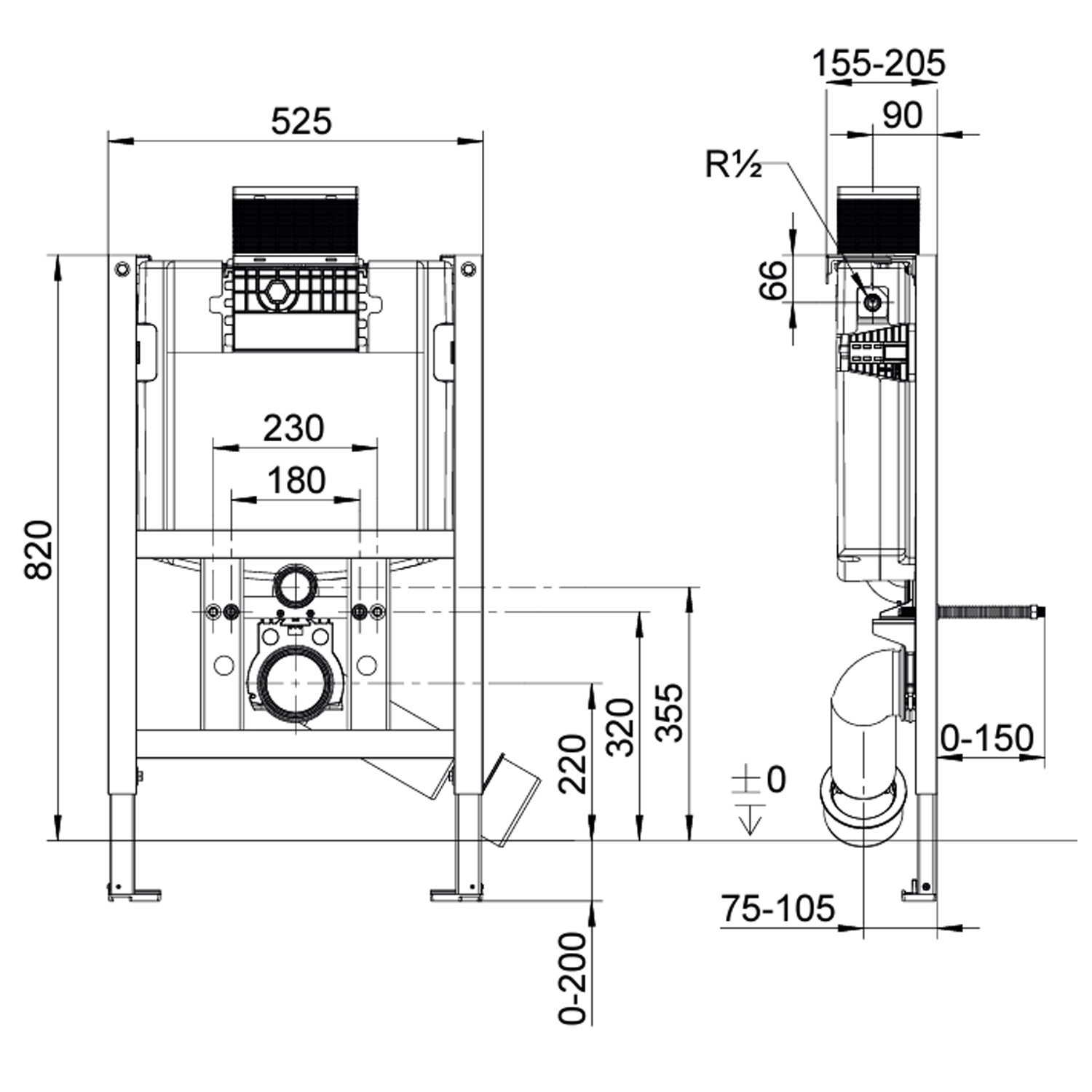 Villeroy & Boch ViConnect Wall Hung 820mm Toilet Frame