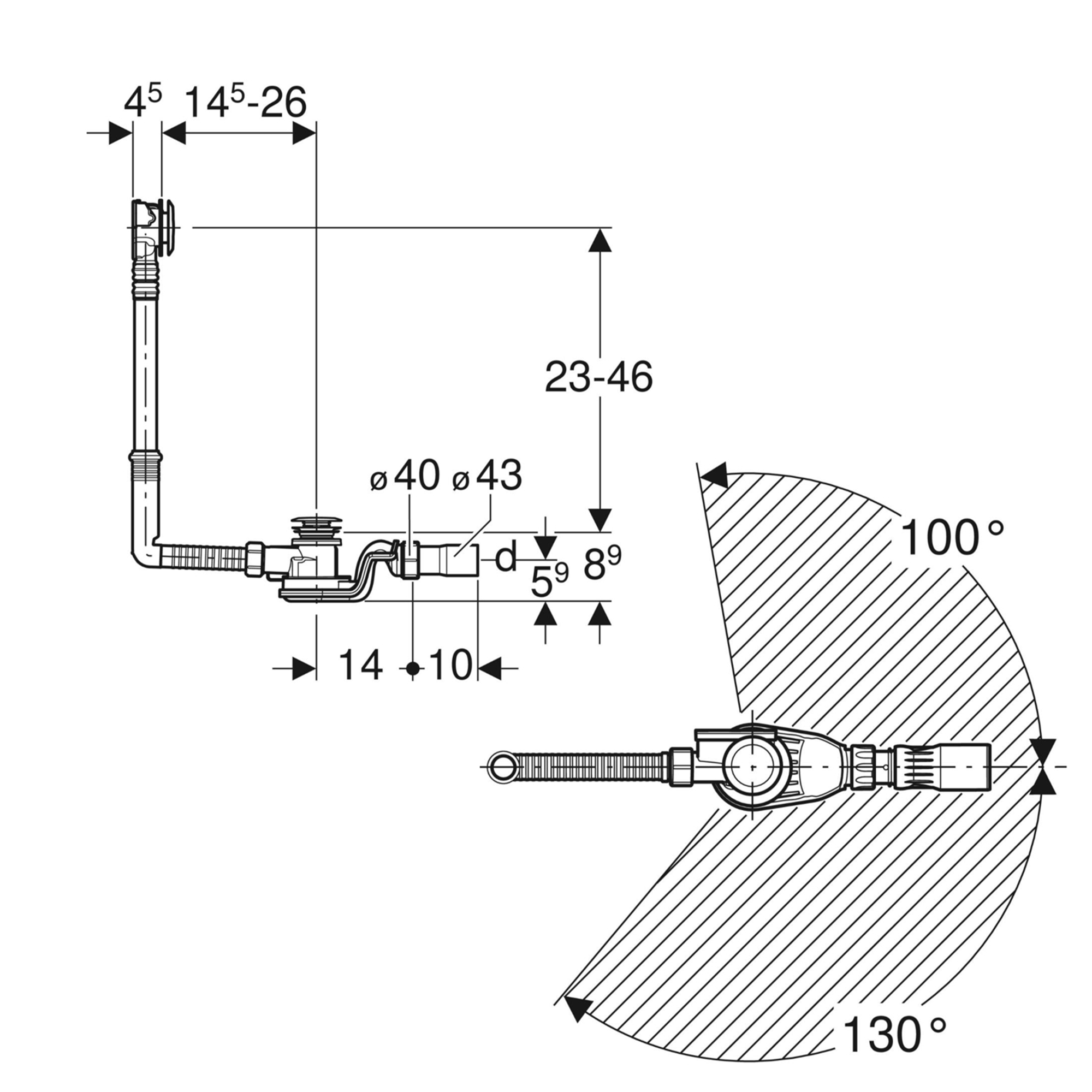 Geberit Pop-up Waste with Push Button & Overflow