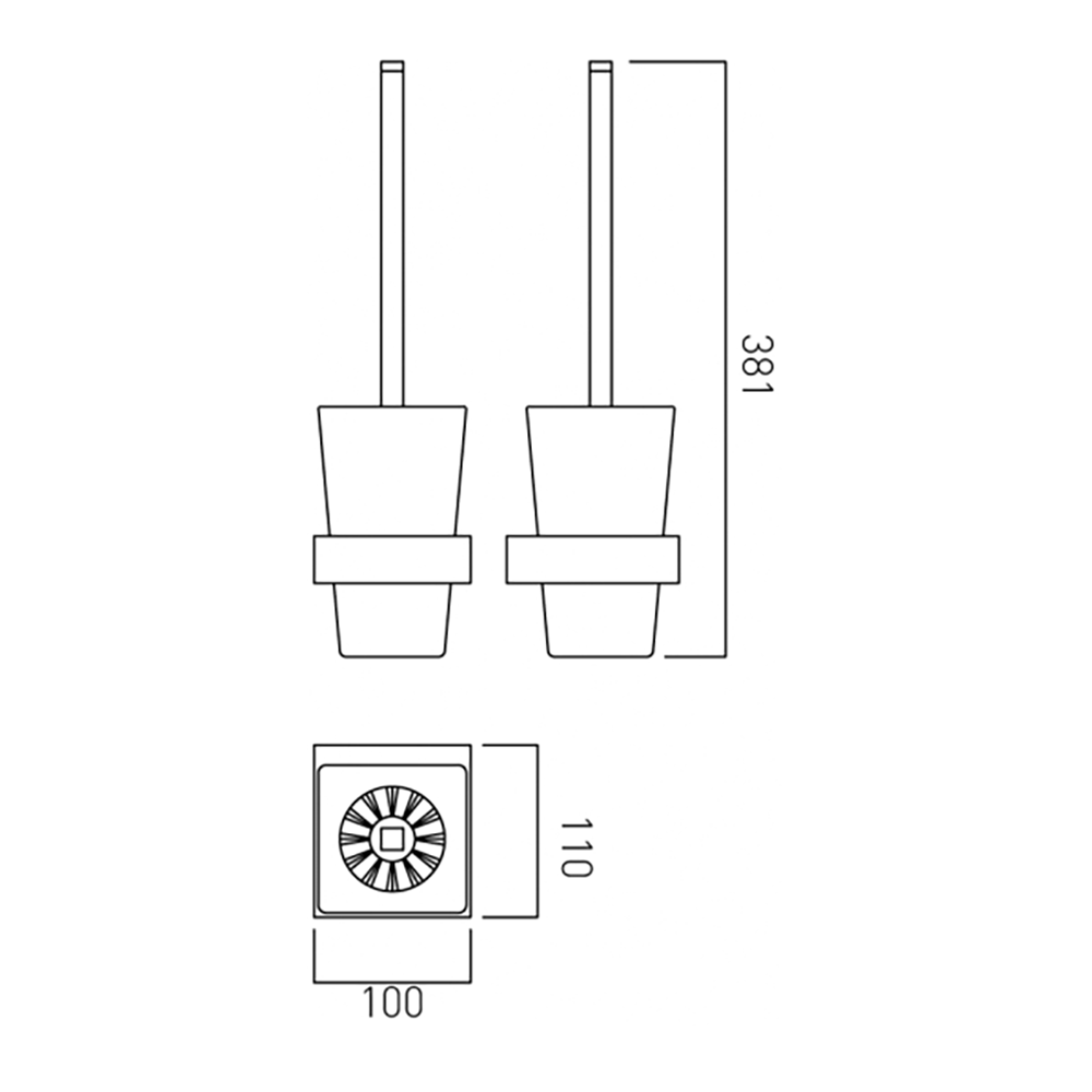 Vado Shama Toilet Brush and Frosted Glass Holder
