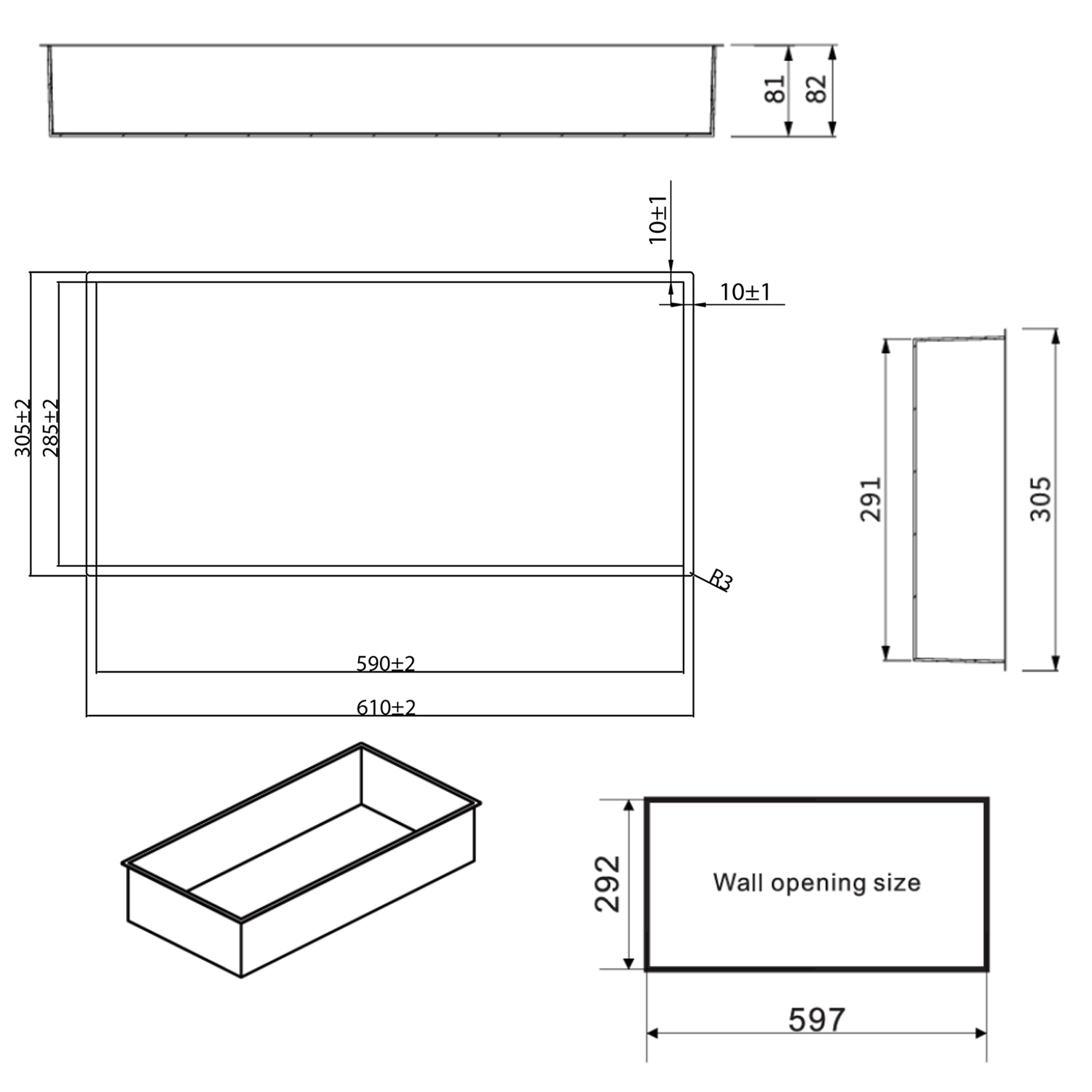 Crosswater Inset Shower Niche 610 x 305mm