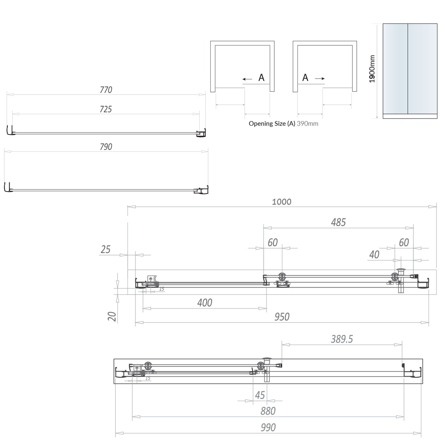 Harbour i6 Easy Clean Brushed Brass 6mm Sliding Shower Door & Optional Side Panel