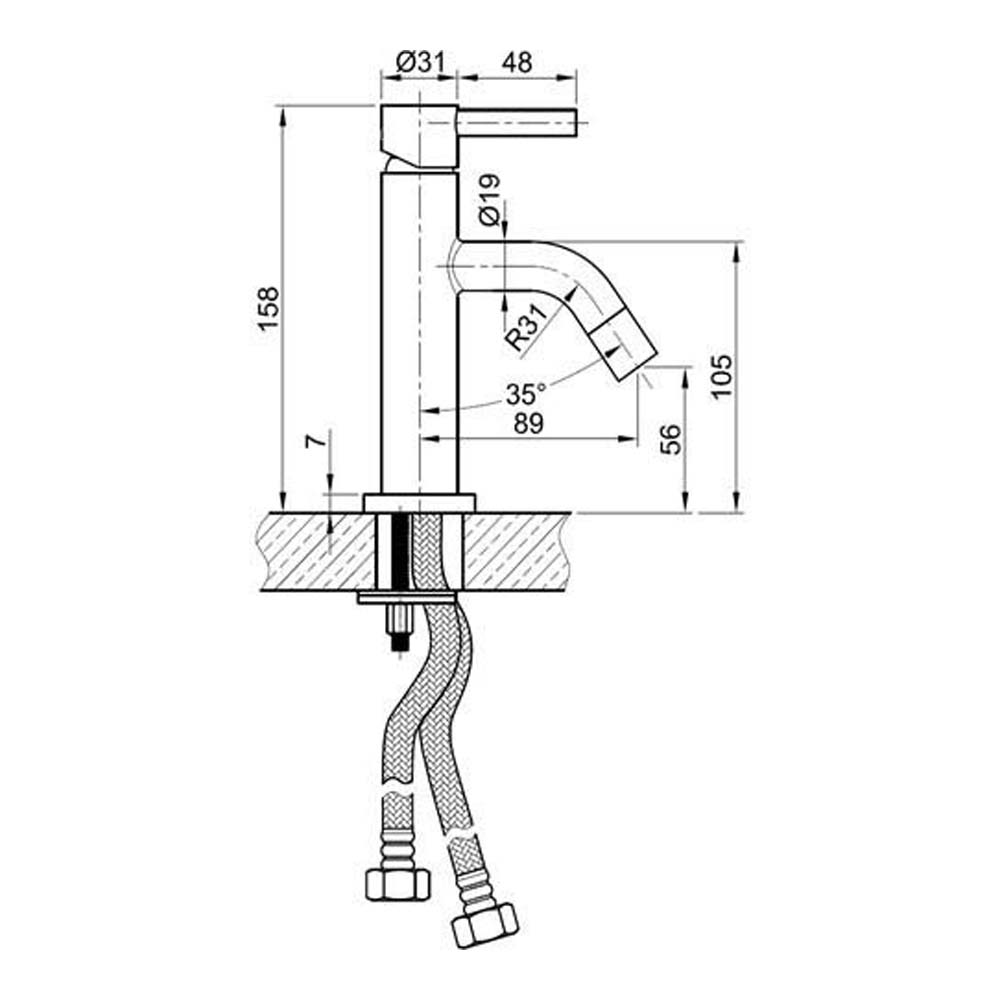 Inox Brushed Stainless Steel Single Lever Mini Basin Mixer