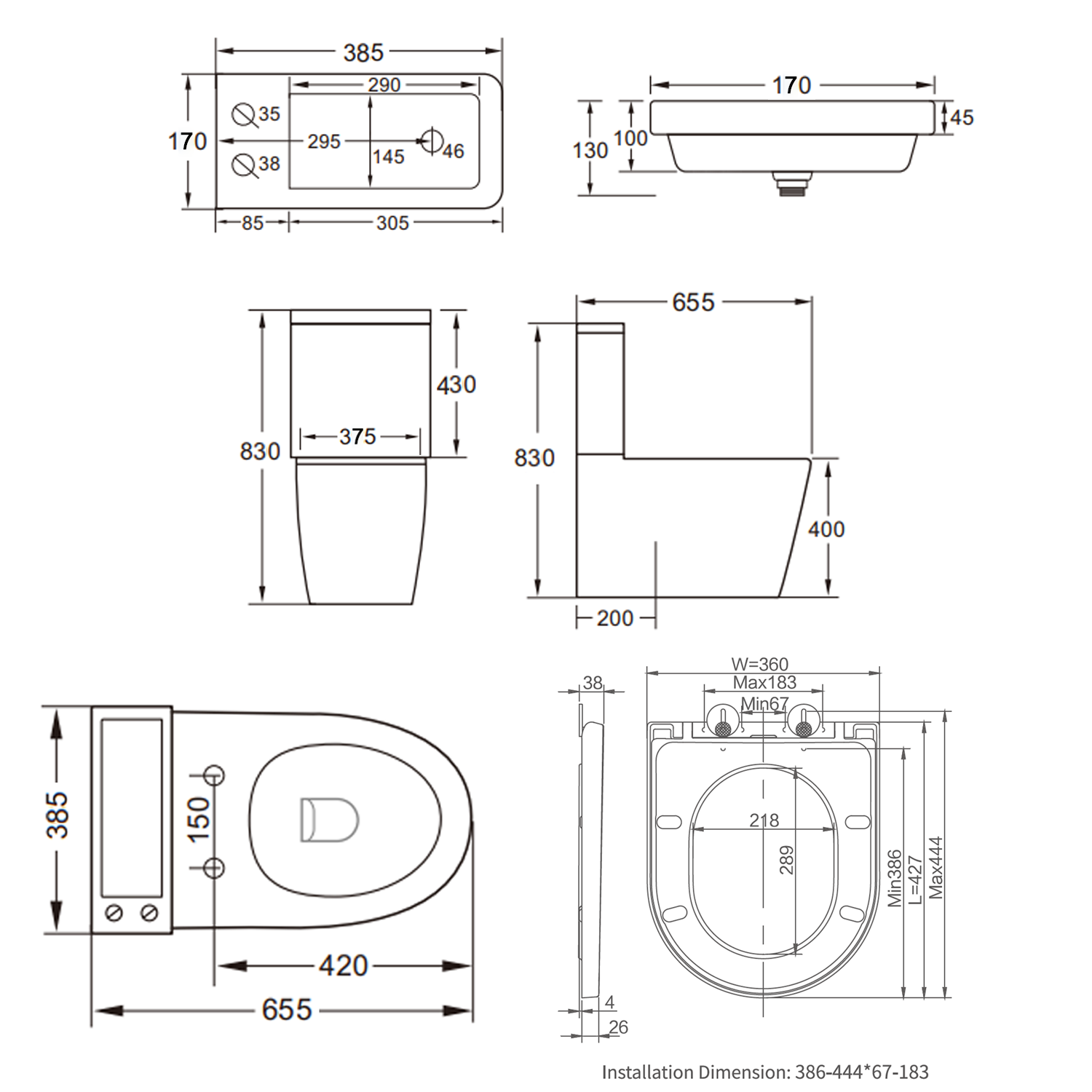 Harbour Clarity 2 in 1 Wash Basin & Close Coupled Closed Back Toilet with Soft Close Seat & Basin Tap