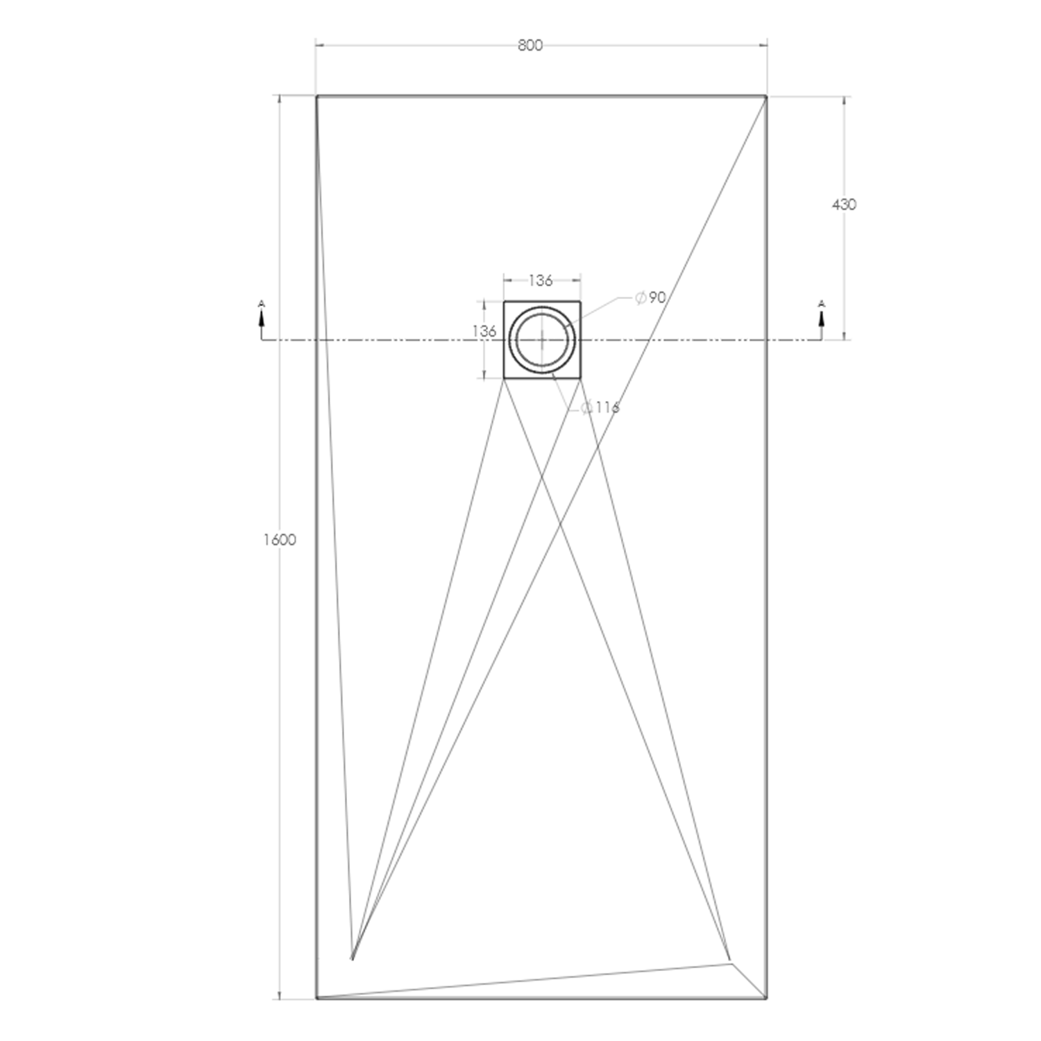 Drench Naturals White Thin Slate-Effect Rectangular Shower Tray - 11 Sizes
