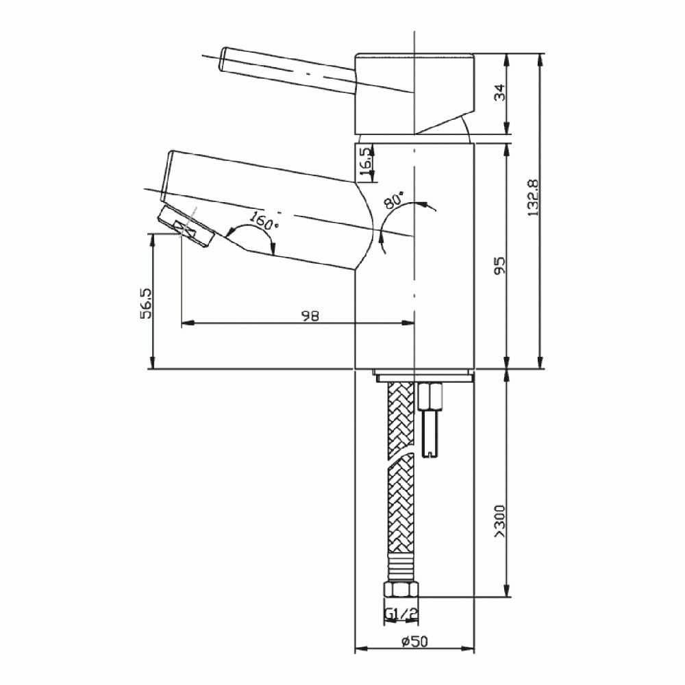 Vellamo Curvo Basin Mixer With Clicker Waste