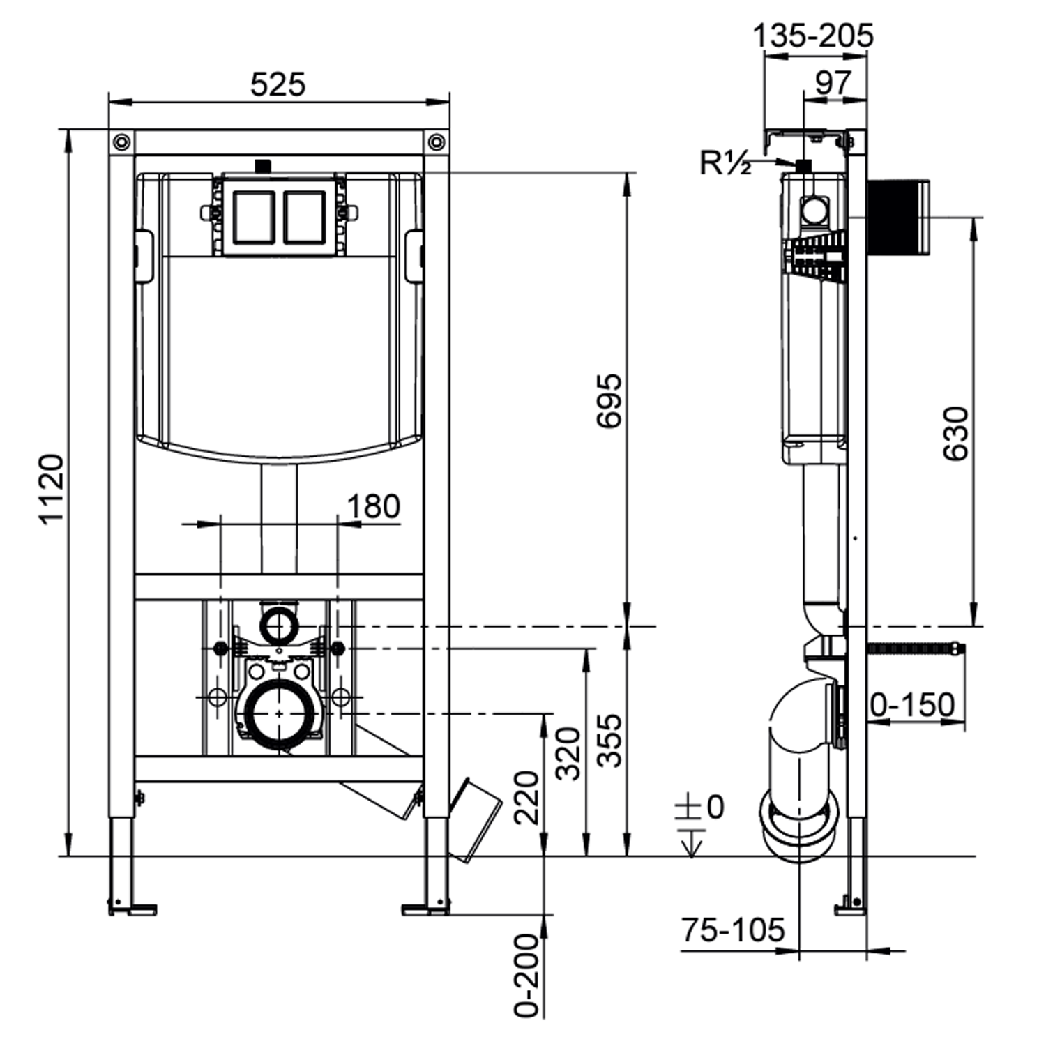 Villeroy & Boch ViConnect Wall Hung 1155mm Toilet Frame