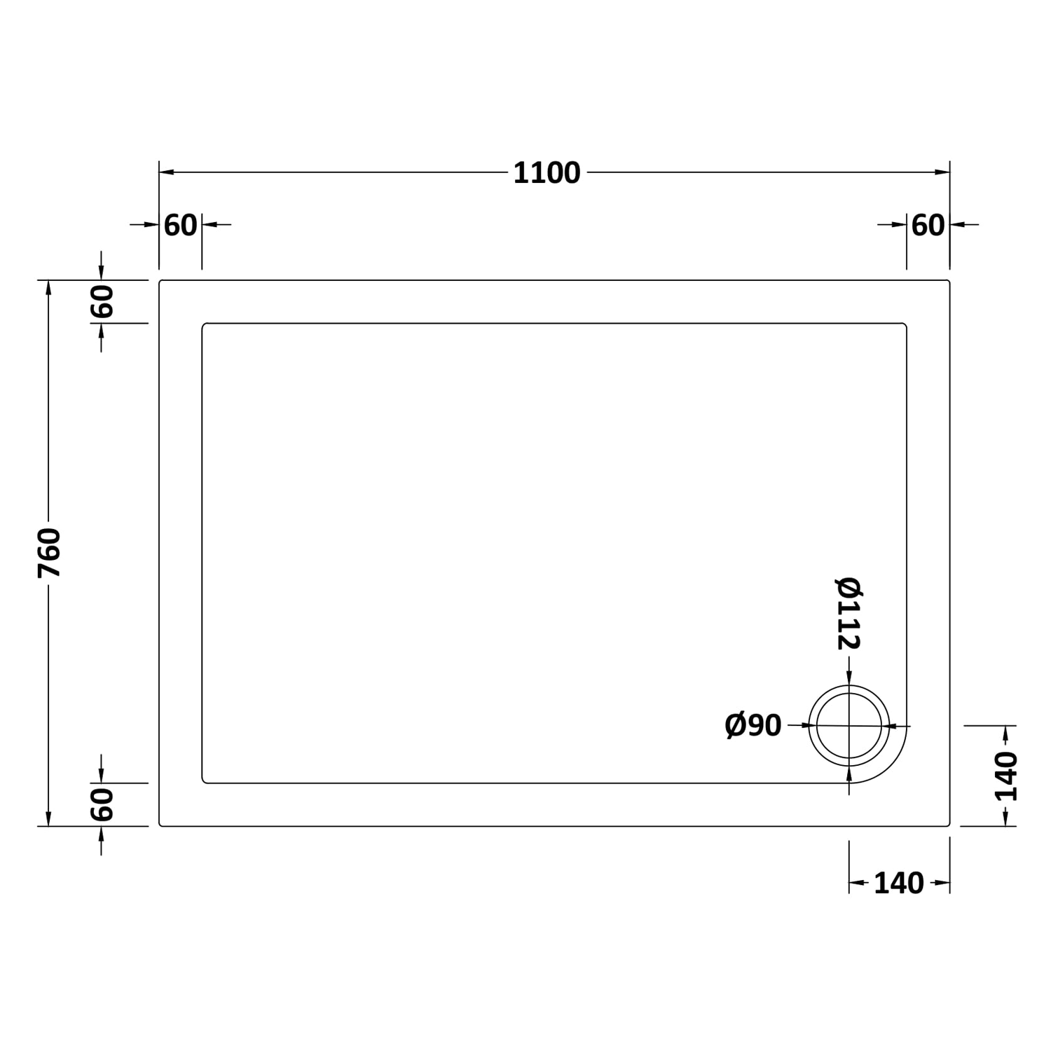 Drench MineralStone Low Profile Rectangular Shower Tray