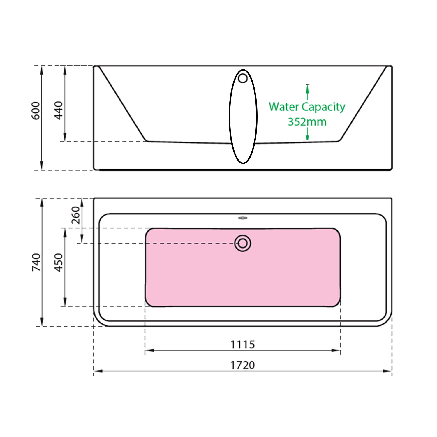 Charlotte Edwards Stratford Freestanding Bath - 1720 x 740mm