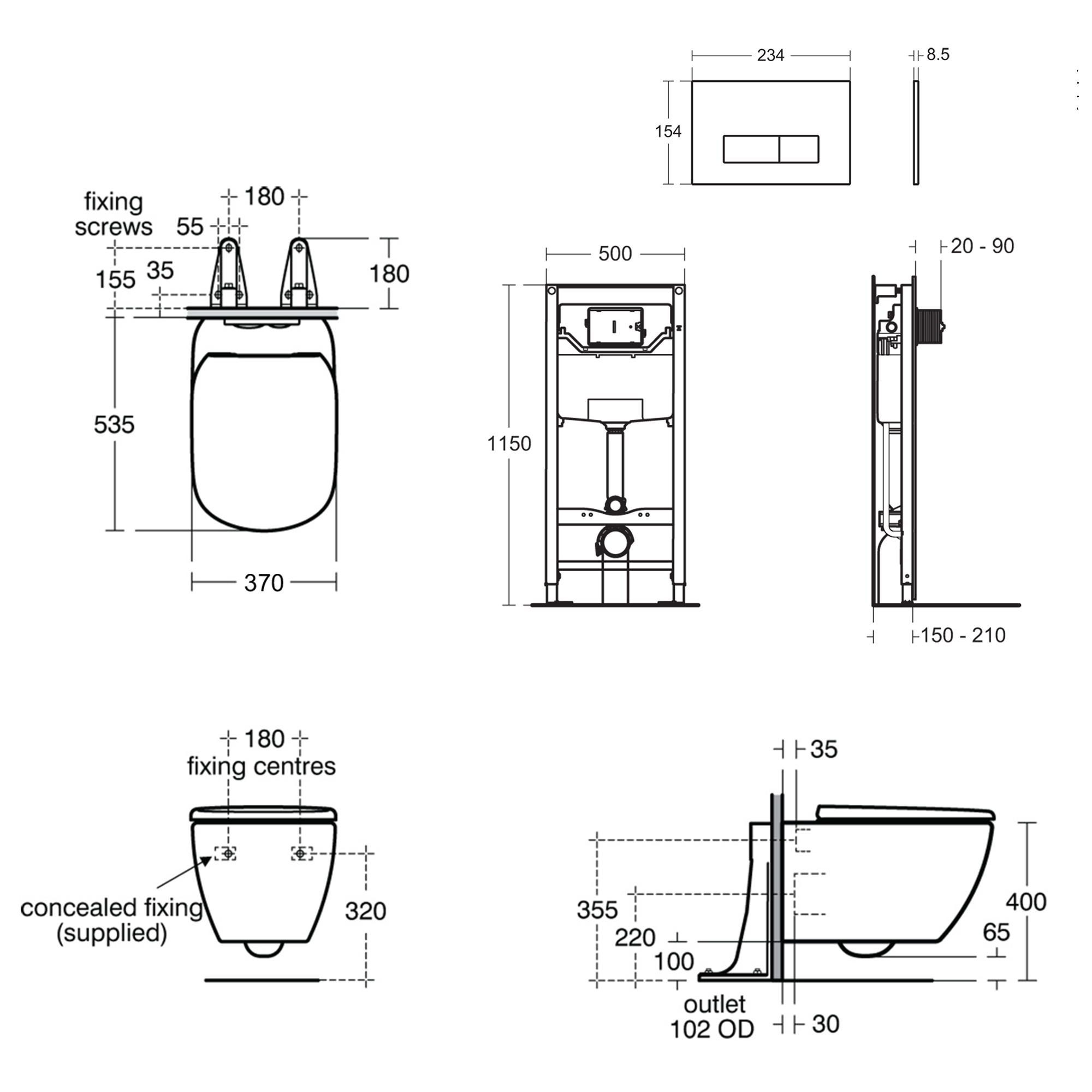 Ideal Standard Tesi Wall Hung Toilet with Aquablade® Flush Technology & Soft Close Seat