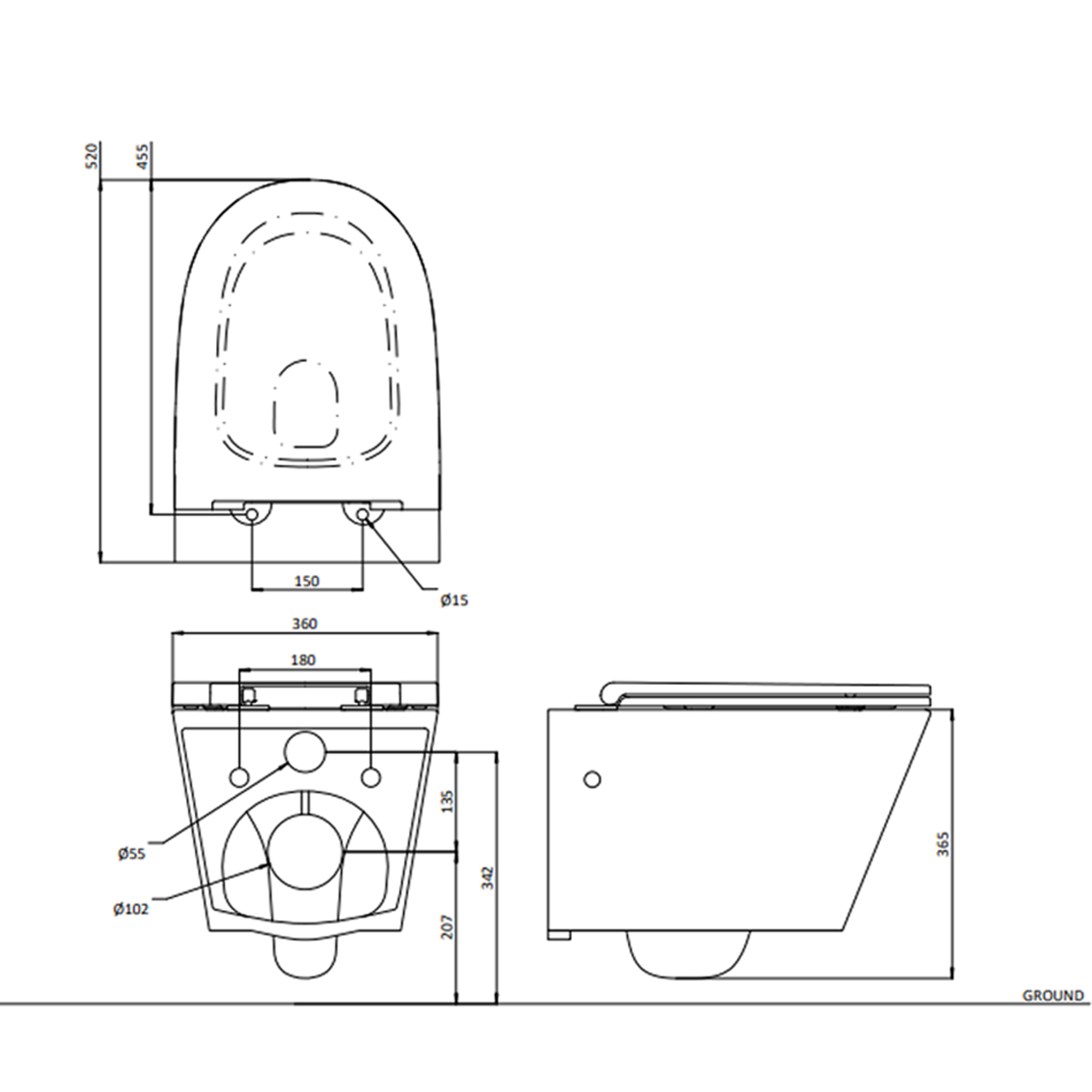 Crosswater Mada Round Rimless Wall Hung Toilet & Soft Close Seat